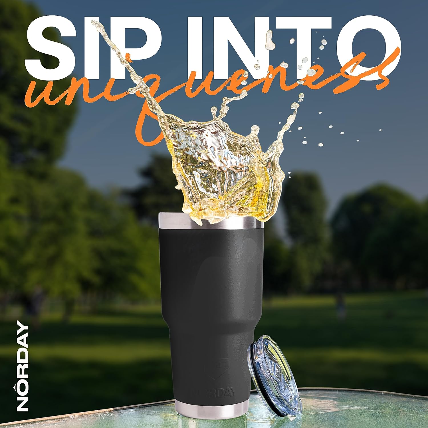 NORDAY Vaso con tapa, 30 onzas, vaso aislado negro, vasos de acero inoxidable, taza de café de viaje con aislamiento al vacío de doble pared para