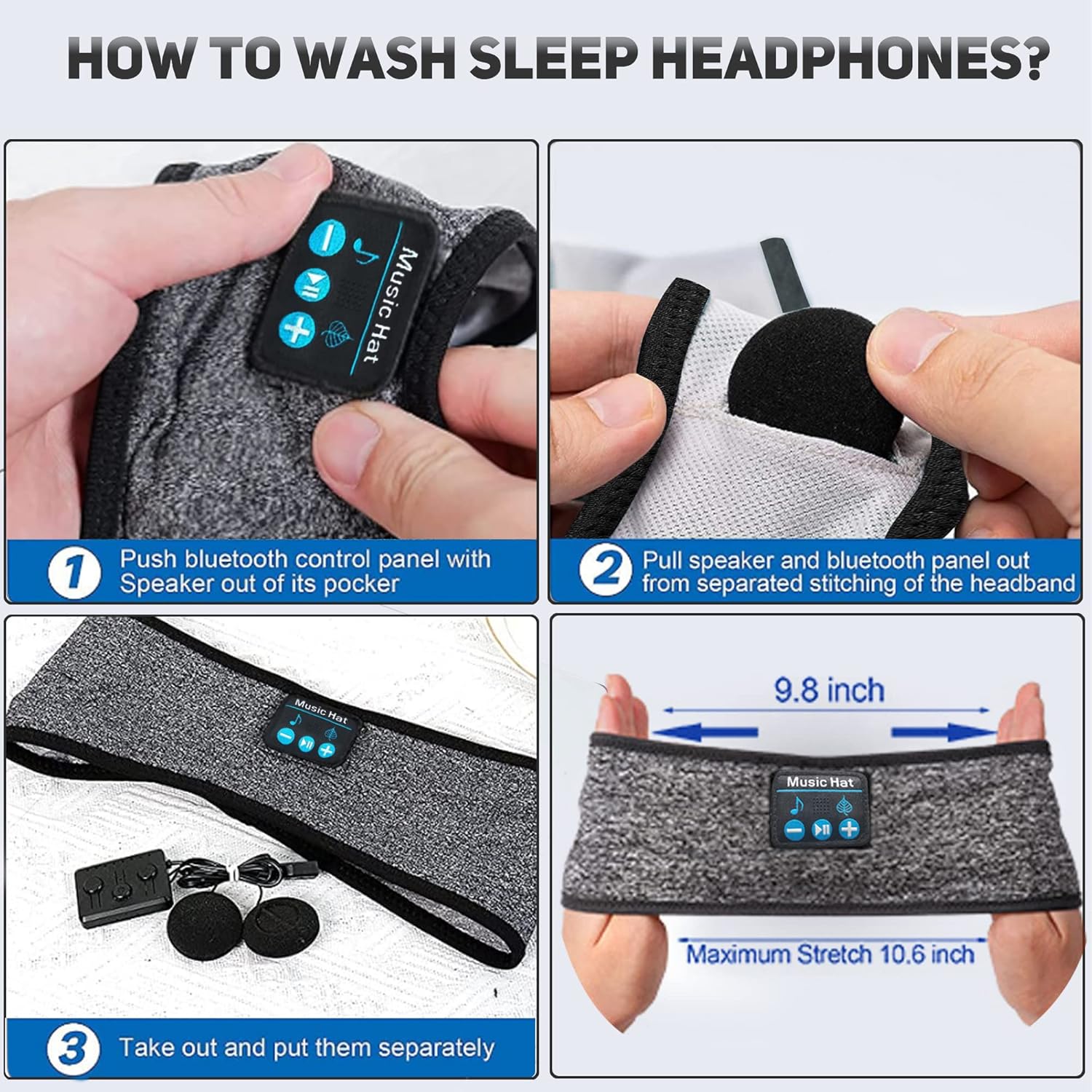 Auriculares inalámbricos Bluetooth para dormir, diadema para dormir con micrófono integrado para dormir de lado, auriculares Bluetooth para dormir