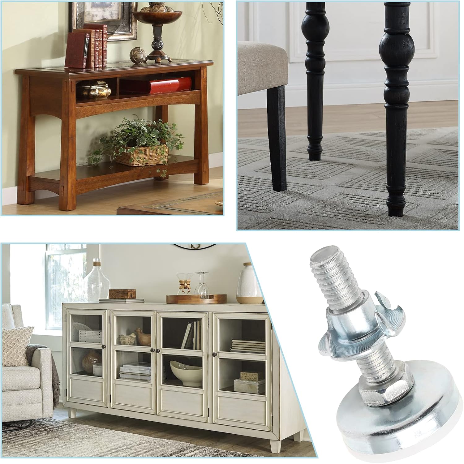 4 pies niveladores de muebles de 38 pulgadas y 16 hilos resistentes, niveladores ajustables para muebles con rosca en T para silla, mesa, patas de