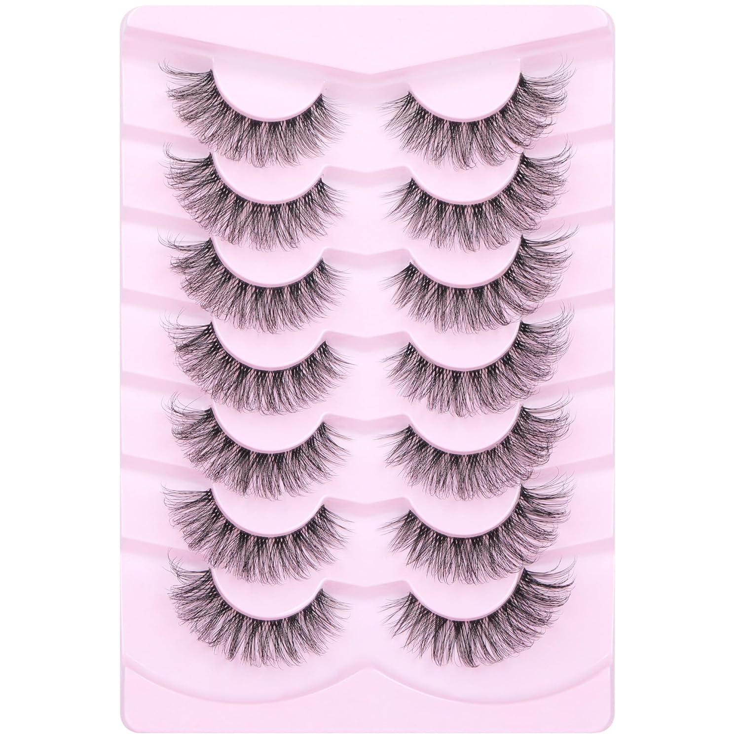 Geeneiya – Pestañas de banda transparente de 0.59 pulgadas, aspecto natural, pestañas postizas 3D, cortas, esponjosas, paquete de 7 pares