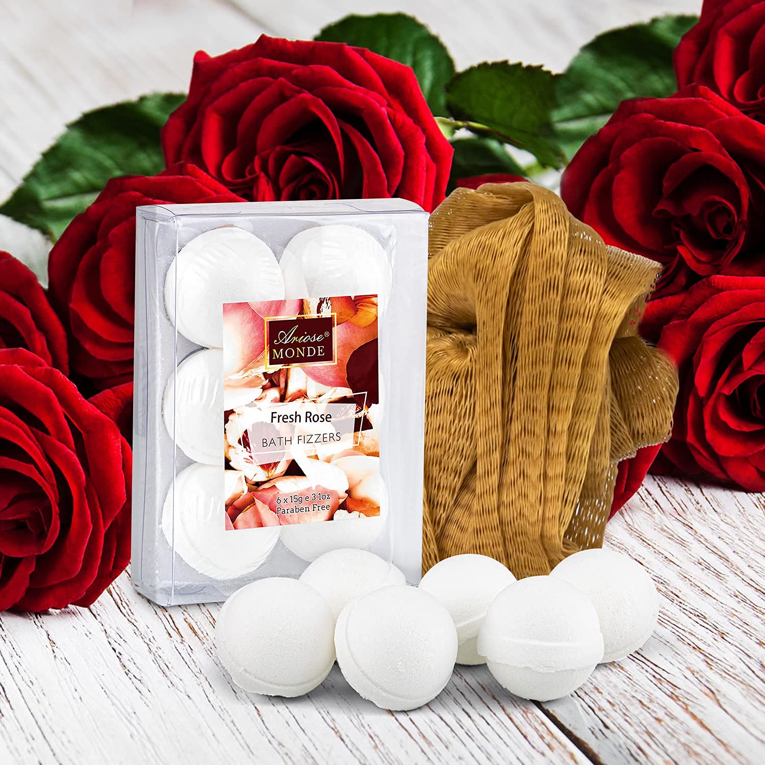 Juego de regalo para baño y cuerpo para mujeres y hombres, 10 cestas de regalo de spa con aroma a rosa fresca, incluye gel de ducha, baño de