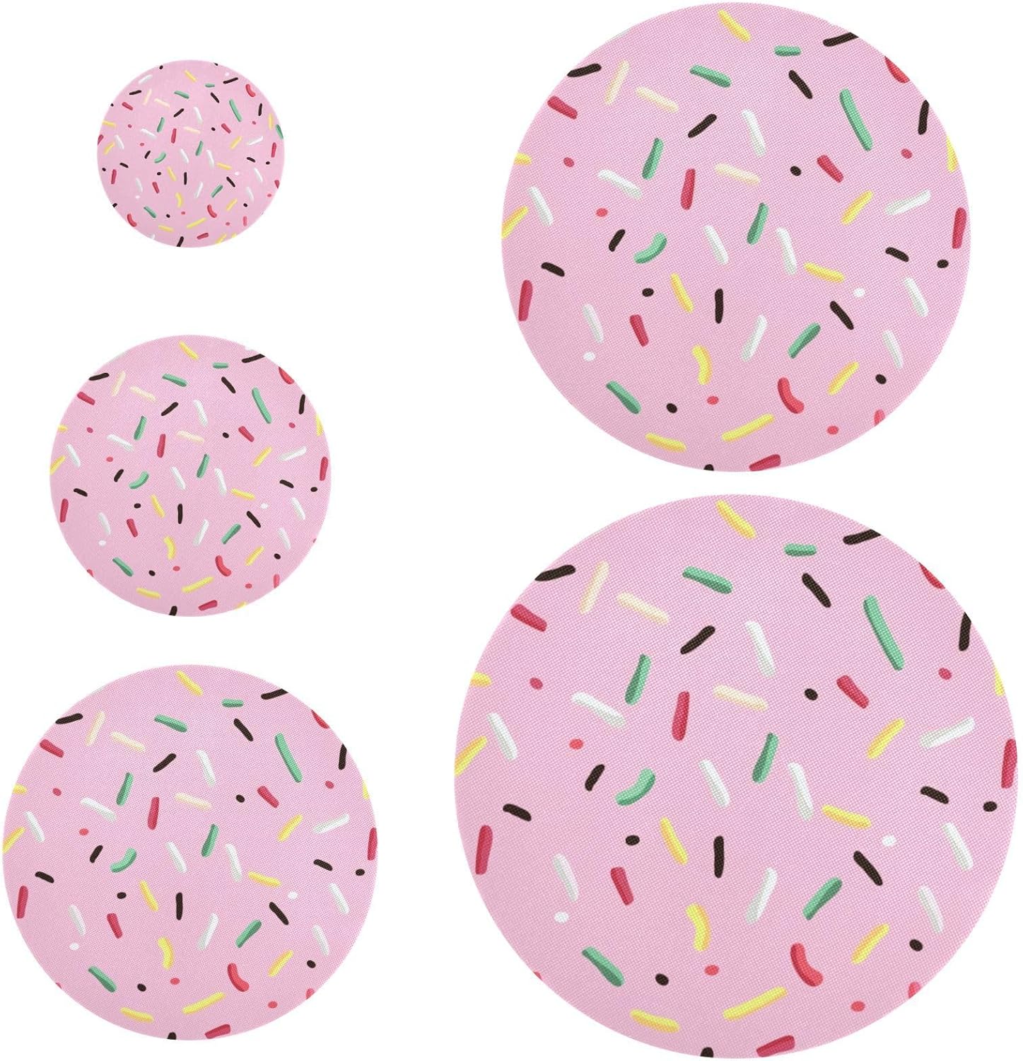 Pink Candy 5PCS Reusable Elastic Bowl Covers for Food Storage Stretch Cloth Fabric Lids with 5 Different Sizes Heat Resistant Food Lids for Fruits