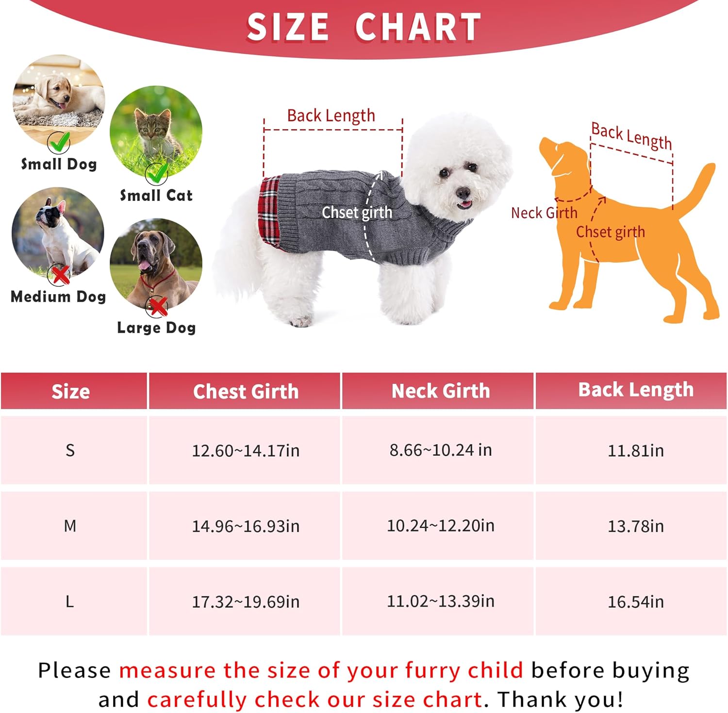 WOYYHO Ropa para perros y mascotas, suéter para perros pequeños, suéteres de punto a cuadros para perros con agujero para la correa, ropa para