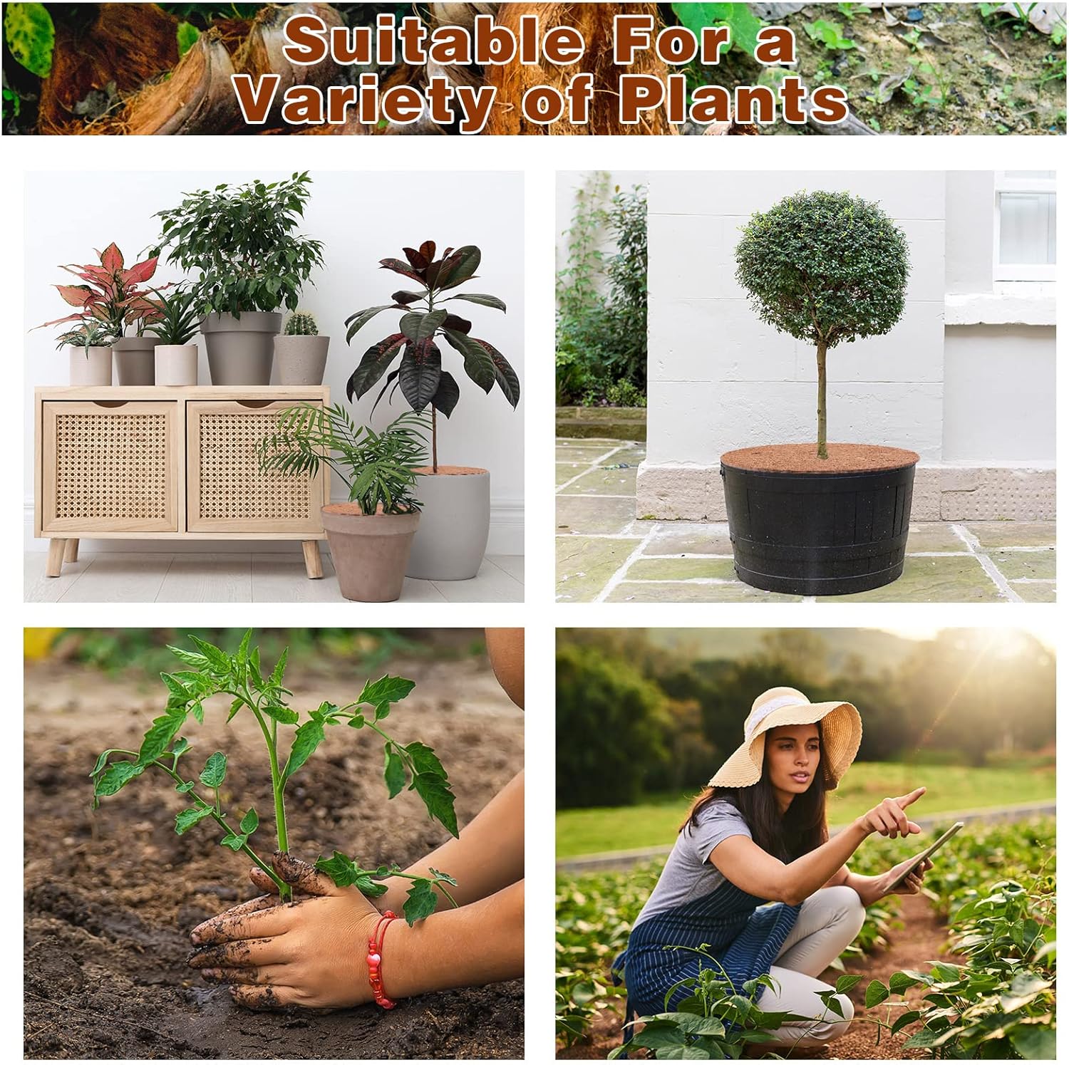 12 tapetes protectores de árbol de fibra de coco, fibra de coco, protección natural para ciprés, paisajismo, cubierta de plantas de disco de árbol,