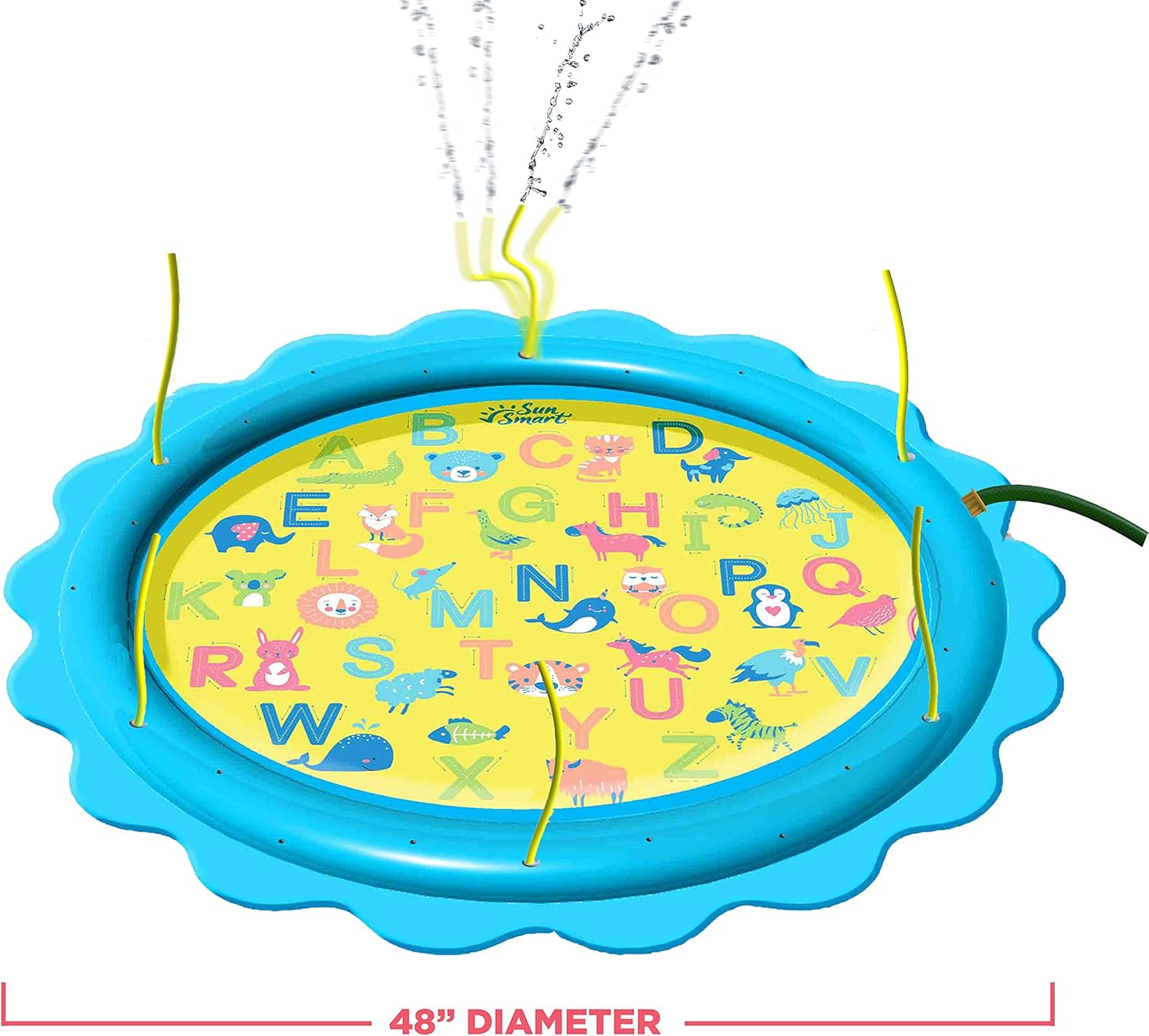 SunSmart Learn 'N Play - Alfombrilla de rociadores Ayuda a los niños a aprender letras, colores y escritura Alfombrilla inflable con 24 zonas de - Imagen 6