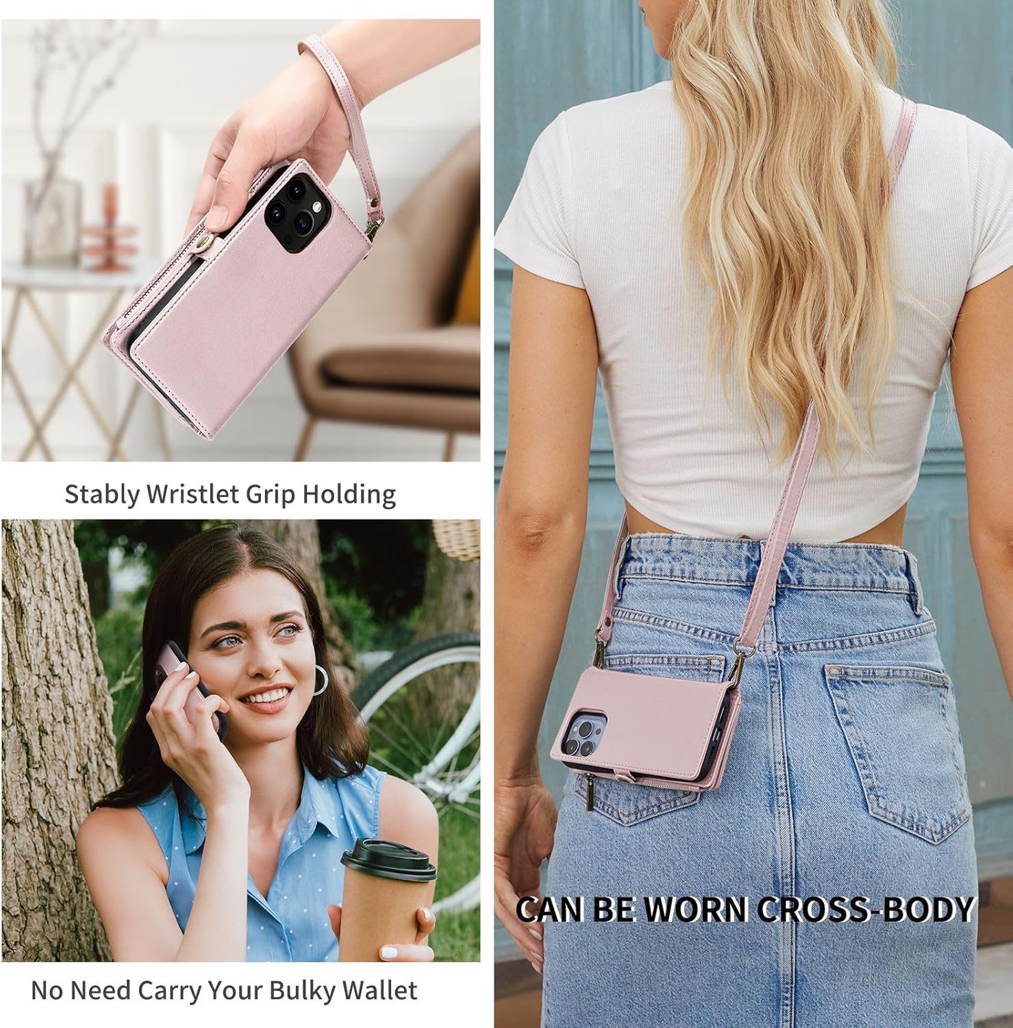MInCYB Funda tipo cartera para iPhone 15 Pro Max con tarjetero (12 ranuras para tarjetas), funda de piel sintética para mujeres y hombres, carga