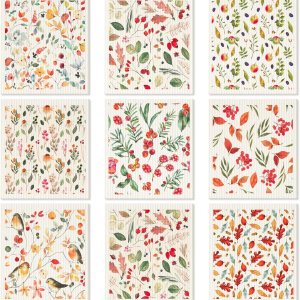 Yinder Paquete de 9 paños de lavado suecos para cocina, paños geométricos reutilizables, paños de limpieza geométricos, paños de lavado de cocina Yinder Paquete de 9 paños de lavado suecos para cocina, paños geométricos reutilizables, paños de limpieza geométricos, paños de lavado de cocina