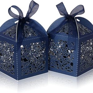 DOYIDE 100 cajas de recuerdo cortadas con láser, cajas de dulces de recuerdos de boda con cintas y etiquetas, pequeñas cajas de regalo para bodas, DOYIDE 100 cajas de recuerdo cortadas con láser, cajas de dulces de recuerdos de boda con cintas y etiquetas, pequeñas cajas de regalo para bodas,