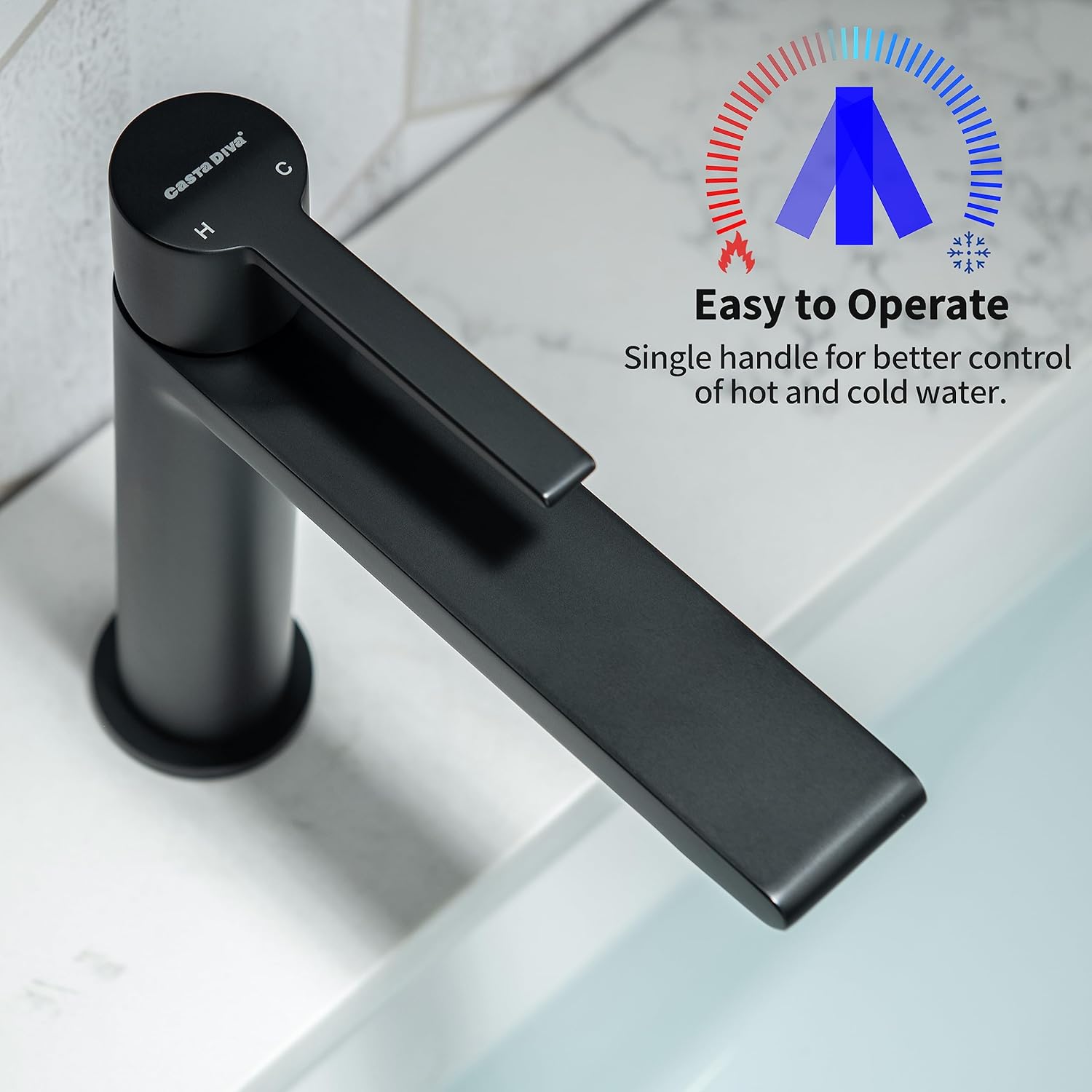 Casta Diva Grifo de lavabo de baño de una sola manija, incluye placa de cubierta para fregadero de baño de 1 o 3 agujeros, instalación sin