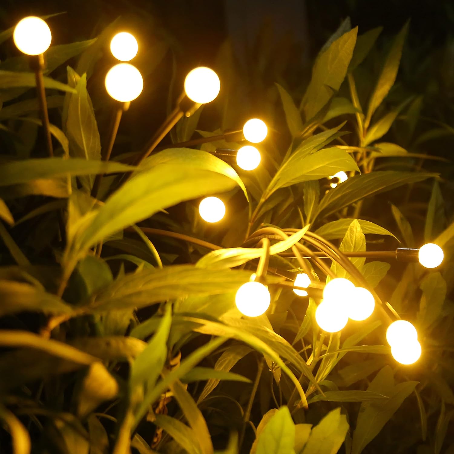GreenClick Luces solares de jardín, luces solares de luciérnaga IP65, luces solares balanceadas con alambre de hierro flexible, luces de paisaje