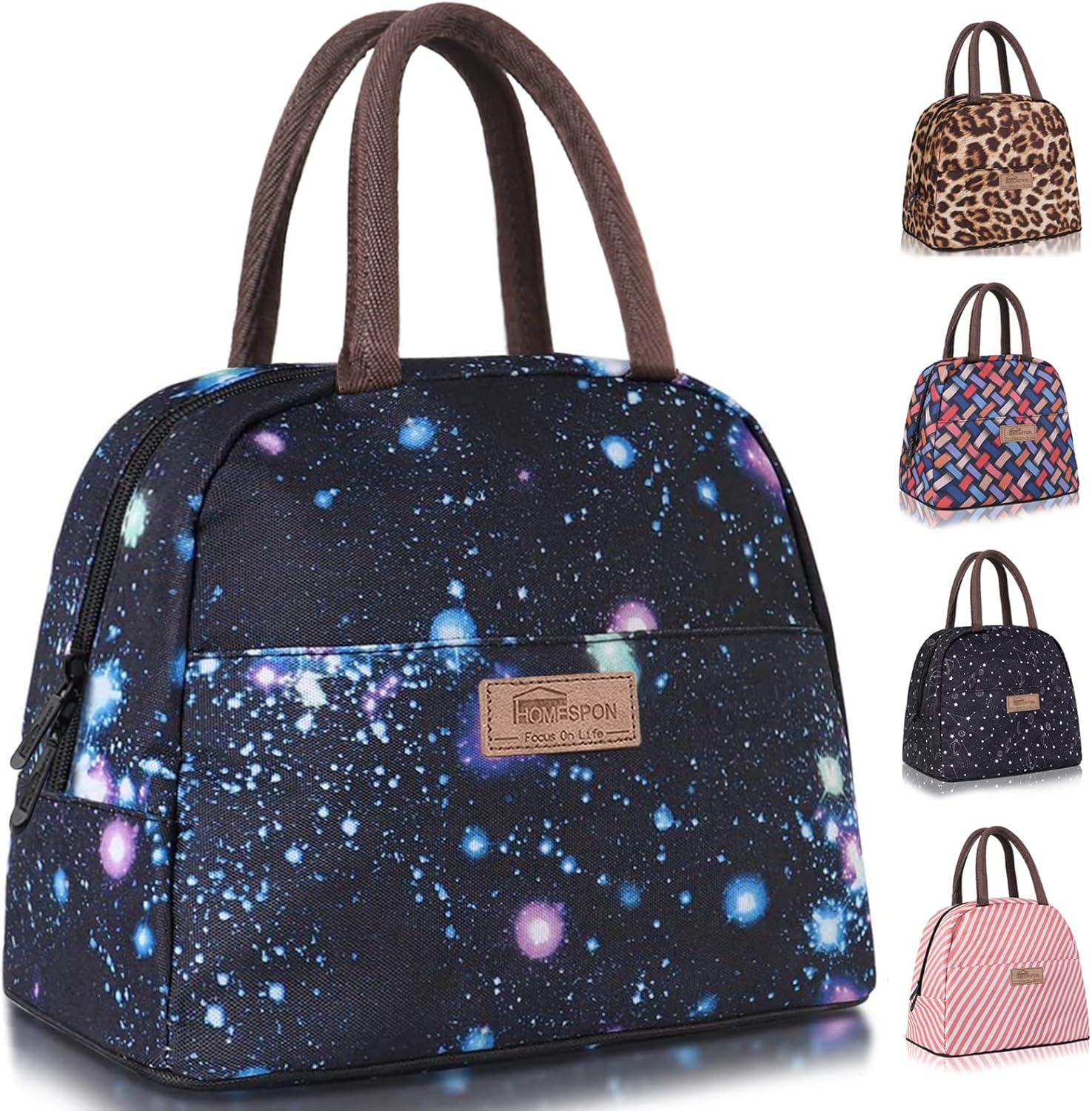 Buringer – Bolsa de almuerzo reutilizable aislado con bolsillo frontal con cierre de cremallera para mujer, hombre, trabajo, picnic o viaje