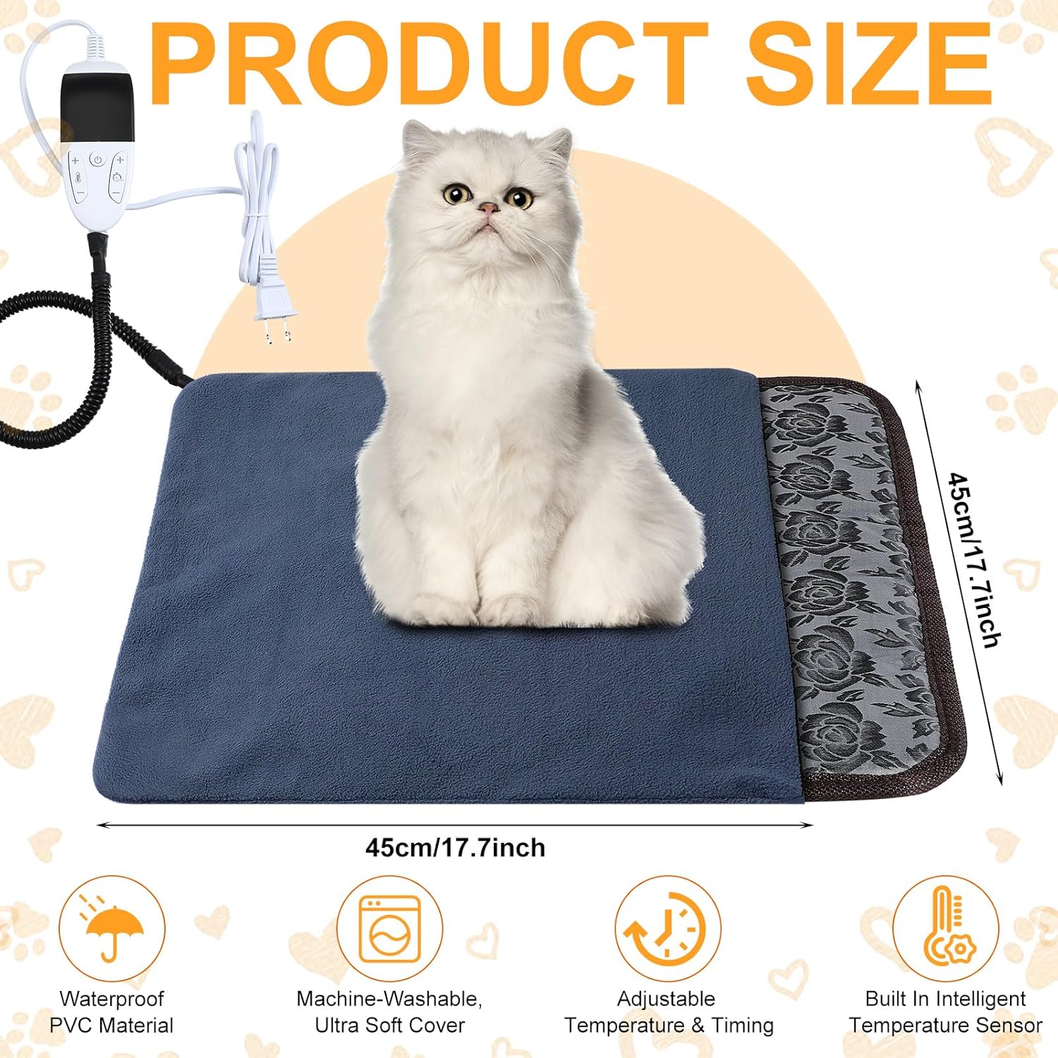 Riakrum 2 almohadillas térmicas para mascotas, cama térmica para perros, impermeable, almohadilla térmica ajustable para perros, alfombrilla térmica