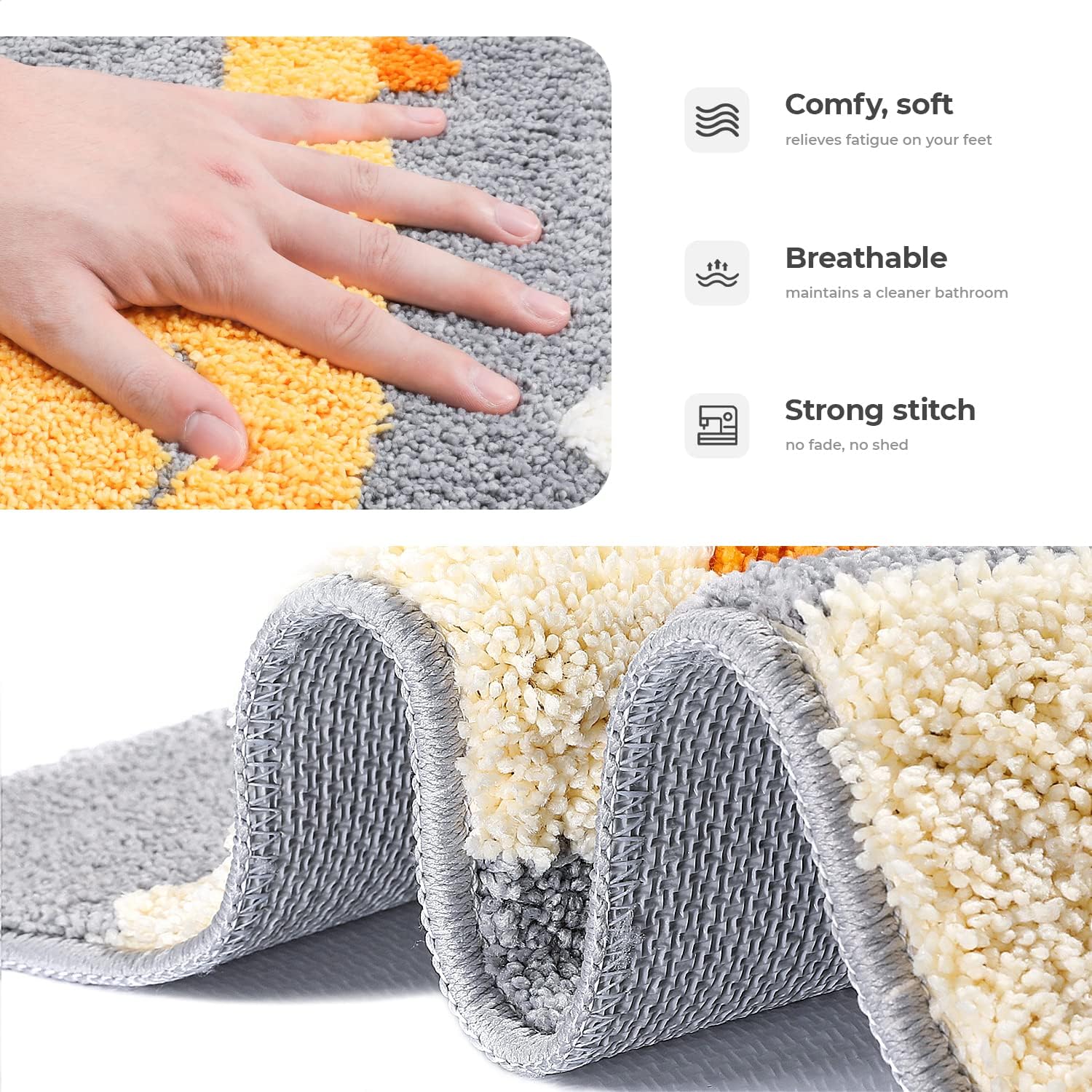 Molesun Alfombra de baño de 16 x 24 pulgadas, bonita alfombra de baño de pato, alfombra de ducha suave de microfibra divertida, absorbente de agua,