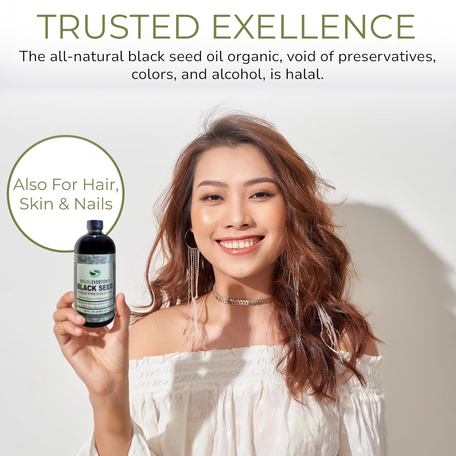 HalalEveryDay – Aceite de semilla negra prensado en frío, aceite de semillas negras para el cabello, la piel, el cuidado de las articulaciones,