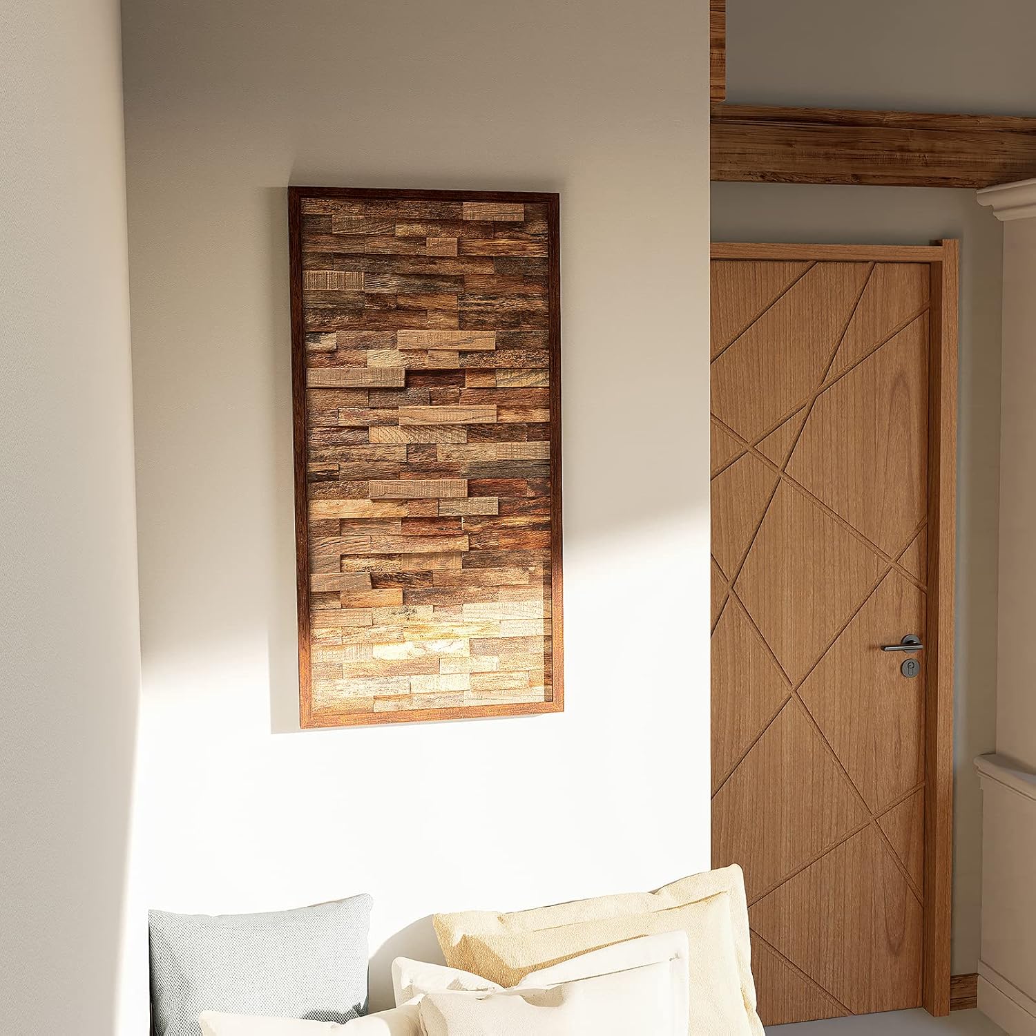 CONSDAN Decoración de pared de madera  Madera dura cultivada en Estados Unidos, arte de pared de madera rústica, decoración del hogar para sala de