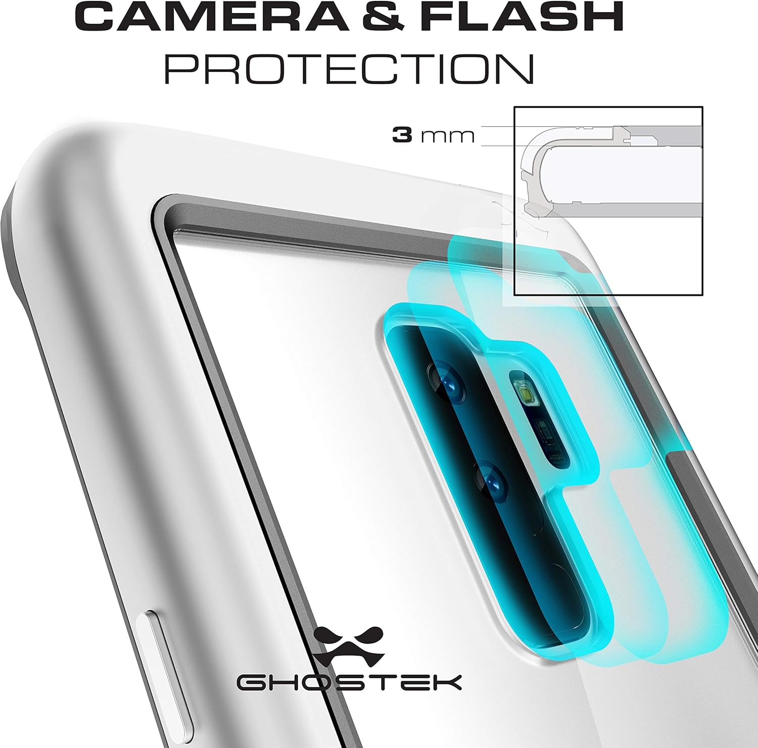 Ghostek Atomic – Funda delgada para Galaxy S9 Plus transparente con parachoques de metal espacial, súper resistente, protección a prueba de golpes,