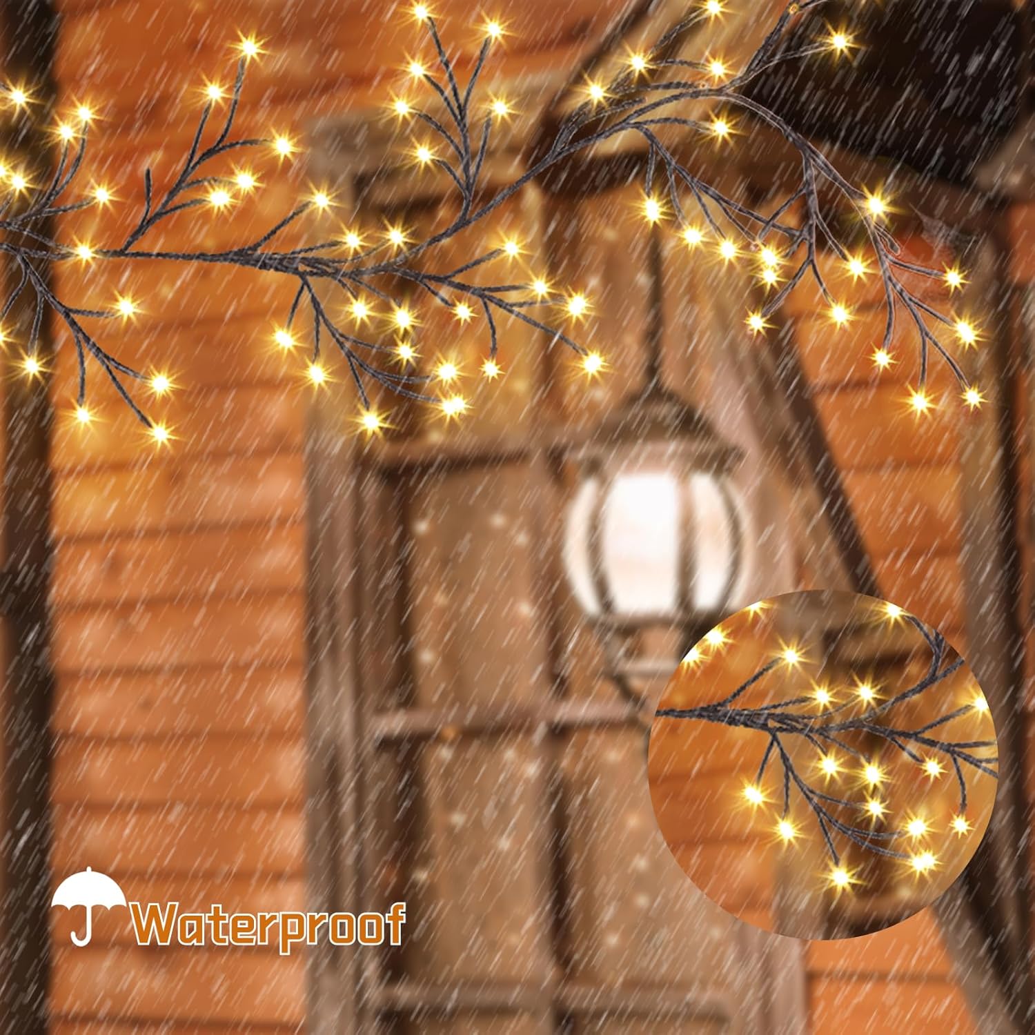 96 luces LED para árbol de pared para interiores, luz de sauce y vid, plantas artificiales, ramas de árbol, 8 modos, 6 pies, flexible, decoración de