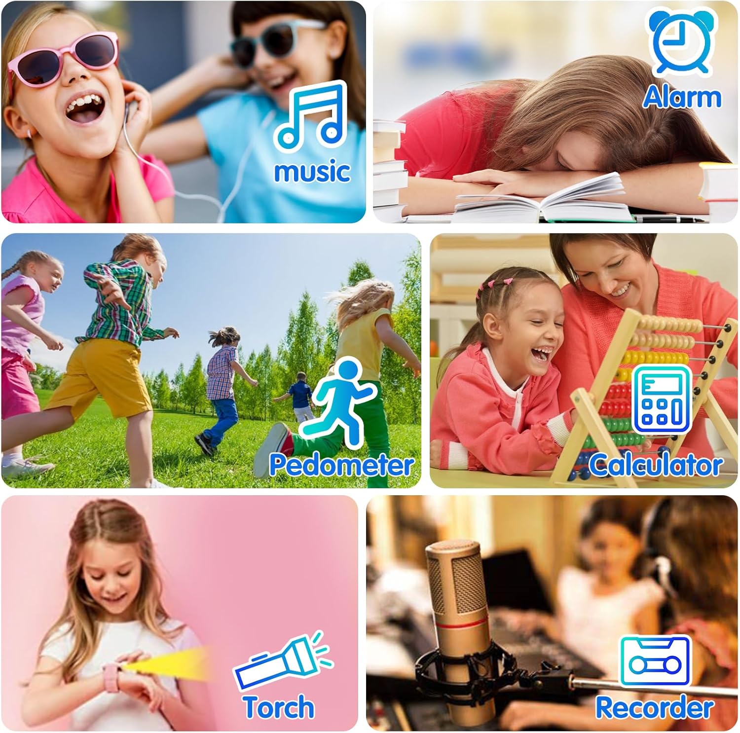 Reloj inteligente para niños, reloj inteligente para niños y niñas con cámara, música, video, alarma, calculadora, podómetro, juguetes para niños de