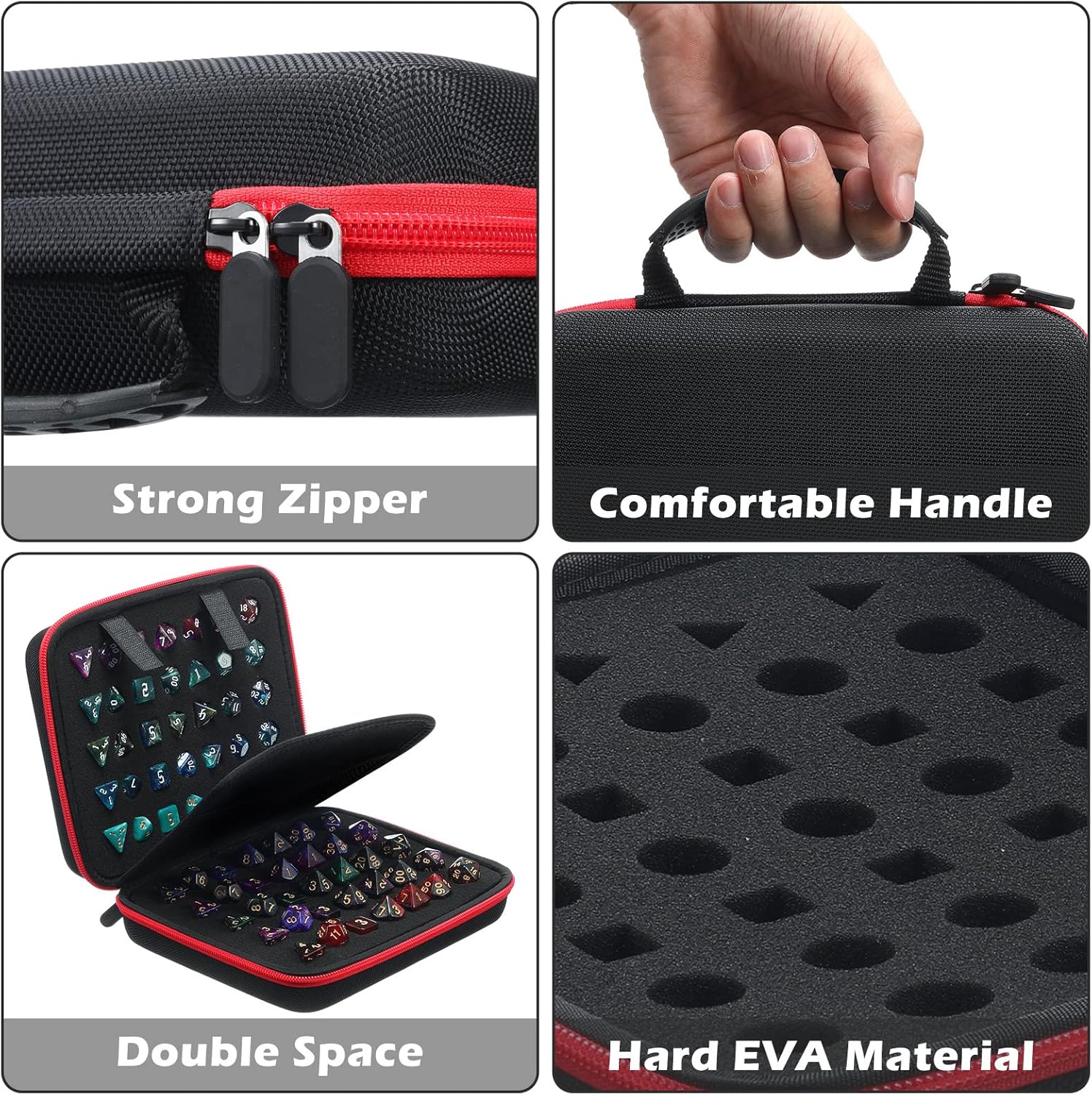 Estuche para dados con bandeja ranurada extraíble para almacenamiento de dados, compatible con juegos de rol DND y otros juegos de mesa, con