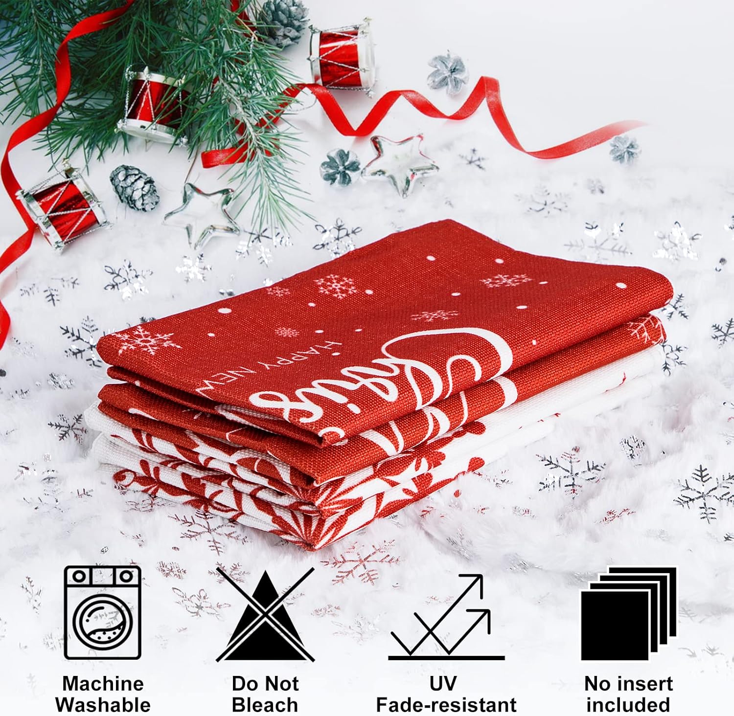 Lanpn Juego de 4 fundas de almohada lumbares de Navidad de 14 x 24 pulgadas, fundas decorativas de Navidad con copos de nieve de Navidad de 14 x 24