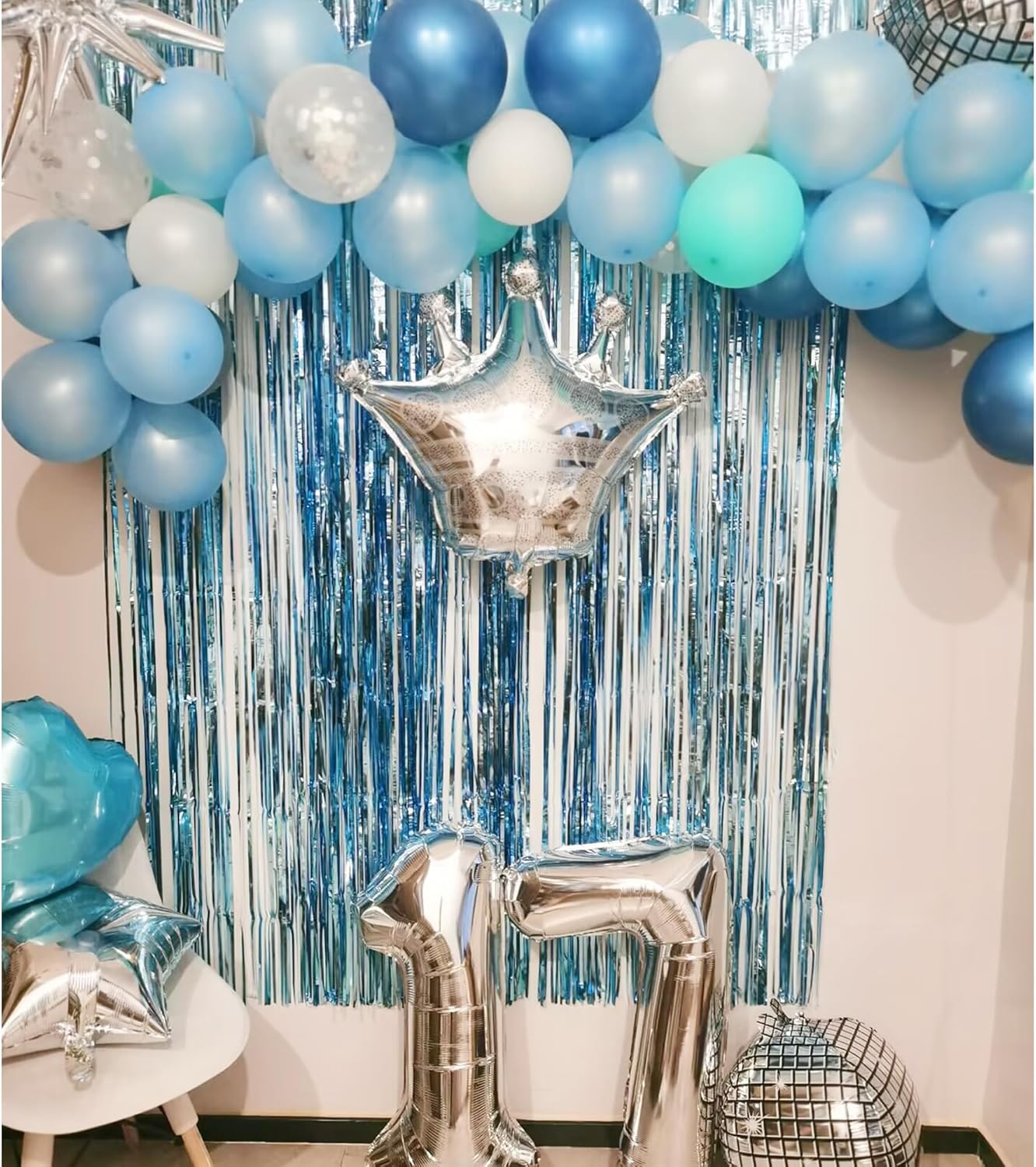 Decoración de fiesta de cumpleaños número 17 de Dancing Queen, decoraciones de fiesta de Mamma Mia para niñas, globos de bola de discoteca, cortina