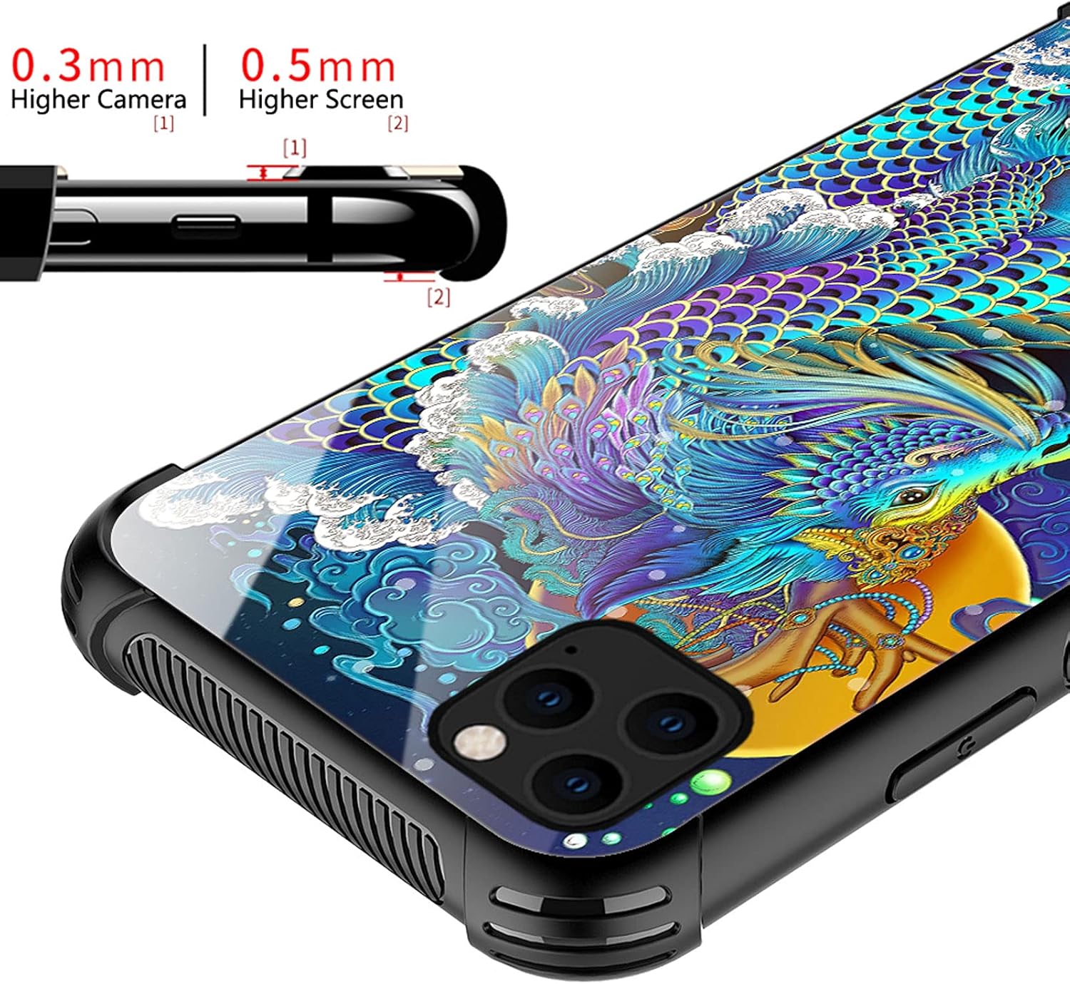 CARLOCA Funda compatible con iPhone 13 Pro Max, diseño gráfico de identidad de dragón arcoíris, a prueba de golpes, antiarañazos, para iPhone 13 Pro