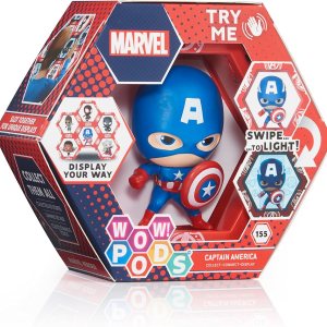 WOW! PODS colección Los Vengadores – Capitán América Figura de superhéroe con cabeza de borla iluminada Juguetes y regalos coleccionables WOW! PODS colección Los Vengadores – Capitán América Figura de superhéroe con cabeza de borla iluminada Juguetes y regalos coleccionables
