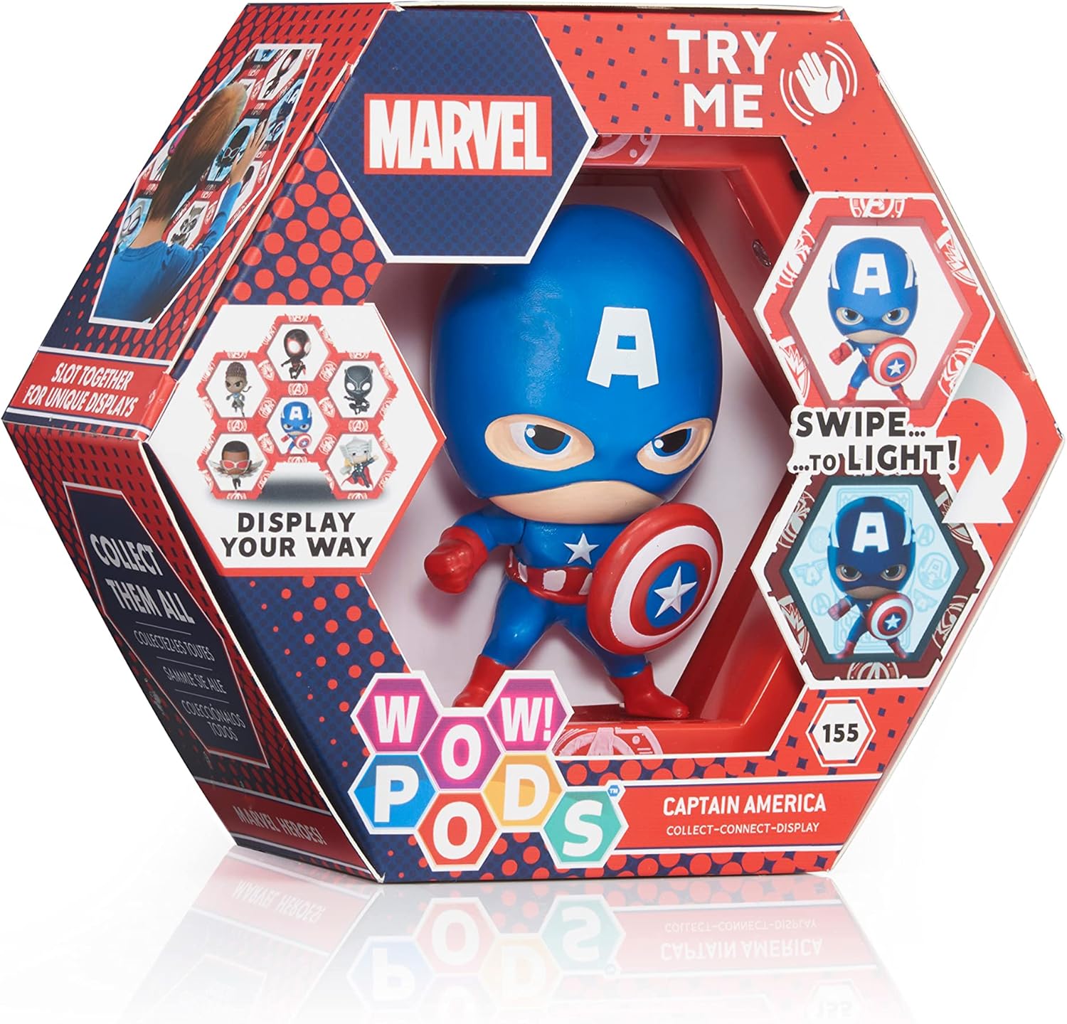 WOW! PODS colección Los Vengadores – Capitán América  Figura de superhéroe con cabeza de borla iluminada  Juguetes y regalos coleccionables