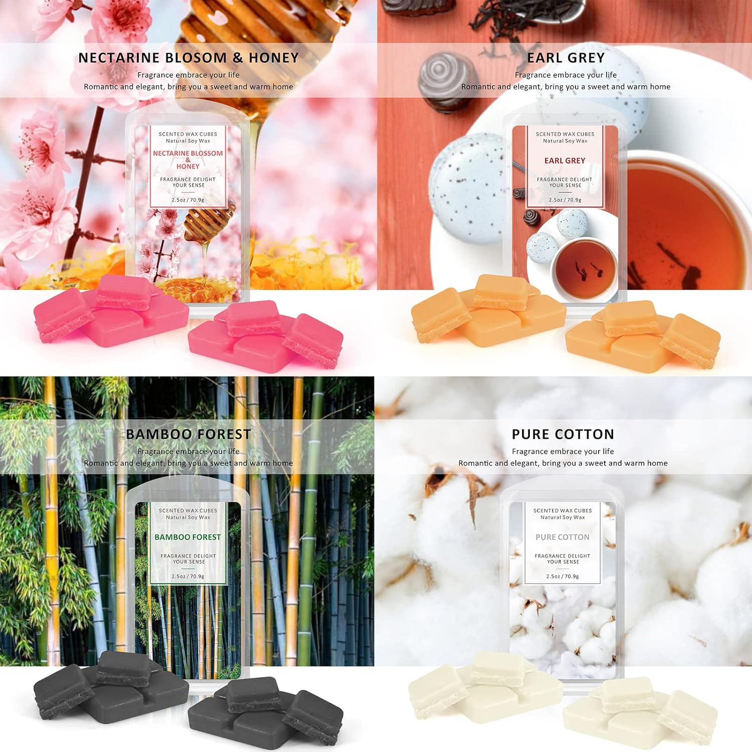 STRN Cubos de cera derretida, cera perfumada, cubos de cera perfumada, cera derretida para calentadores, cubos de cera de vela de soja, cubos de