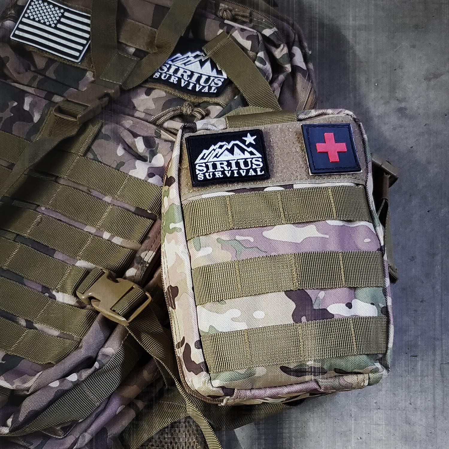 Kit de supervivencia y primeros auxilios Molle de 250 piezas, equipo de emergencia al aire libre y bolsa de trauma para camping, senderismo, caza,