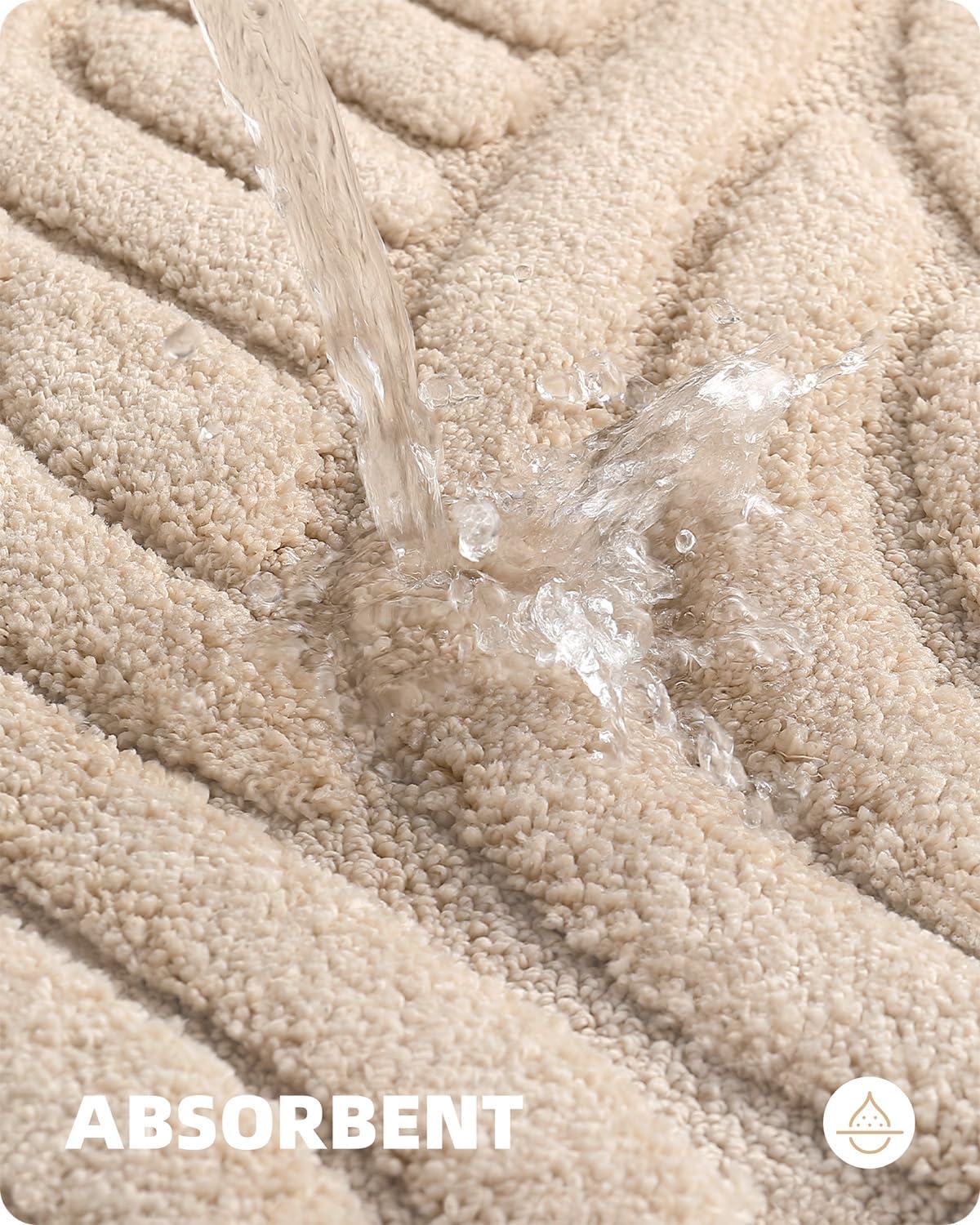 Color&Geometry Alfombra de baño beige absorbente para ducha, 20 x 32 pulgadas, antideslizante, para baño, suave y lavable, tapete de baño pequeño,