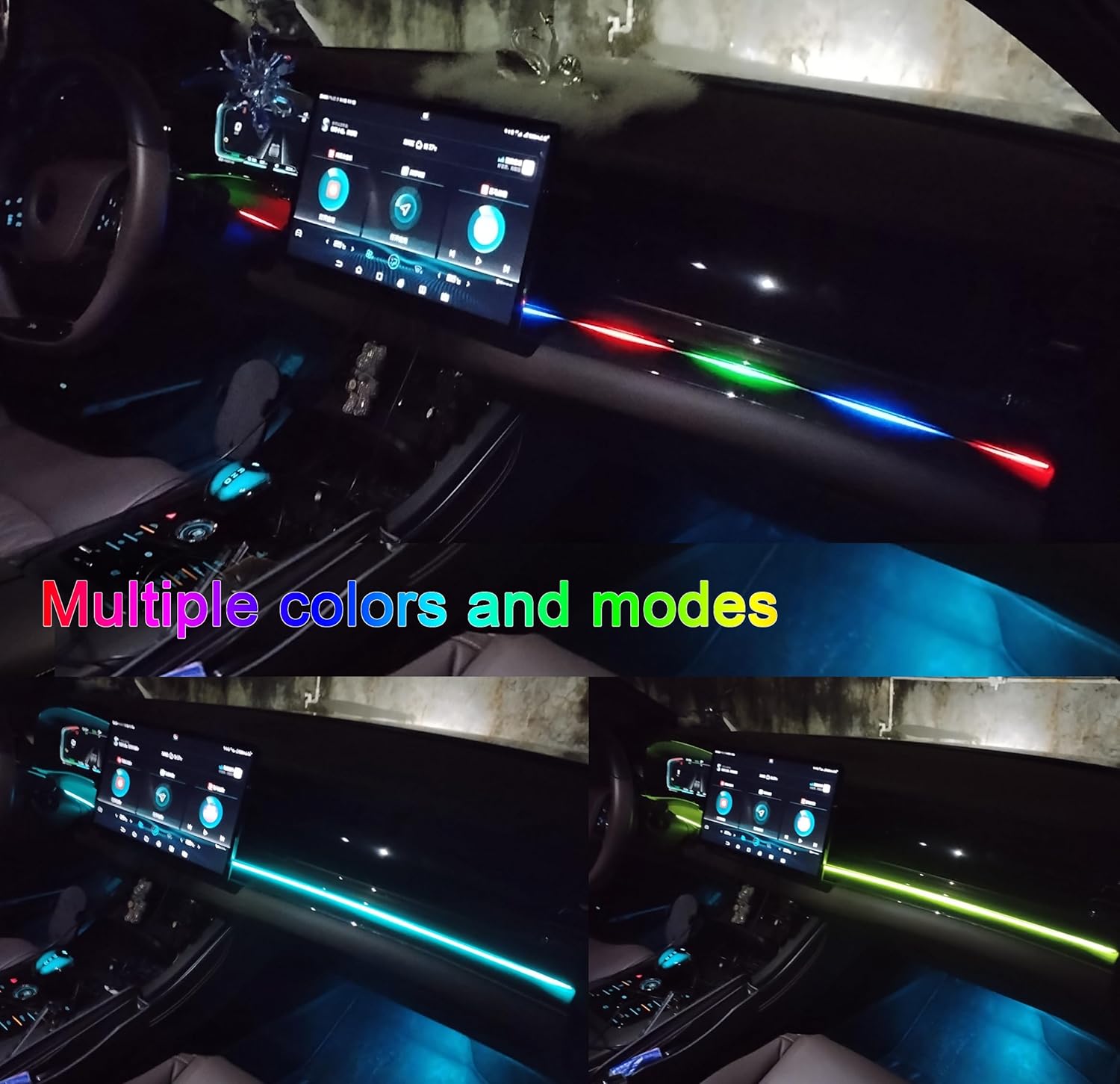 Luces LED de coche interior Dreamcolor RGB iluminación ambiental USB LED tira de luces para coches APP sincronización de música inalámbrica ritmo
