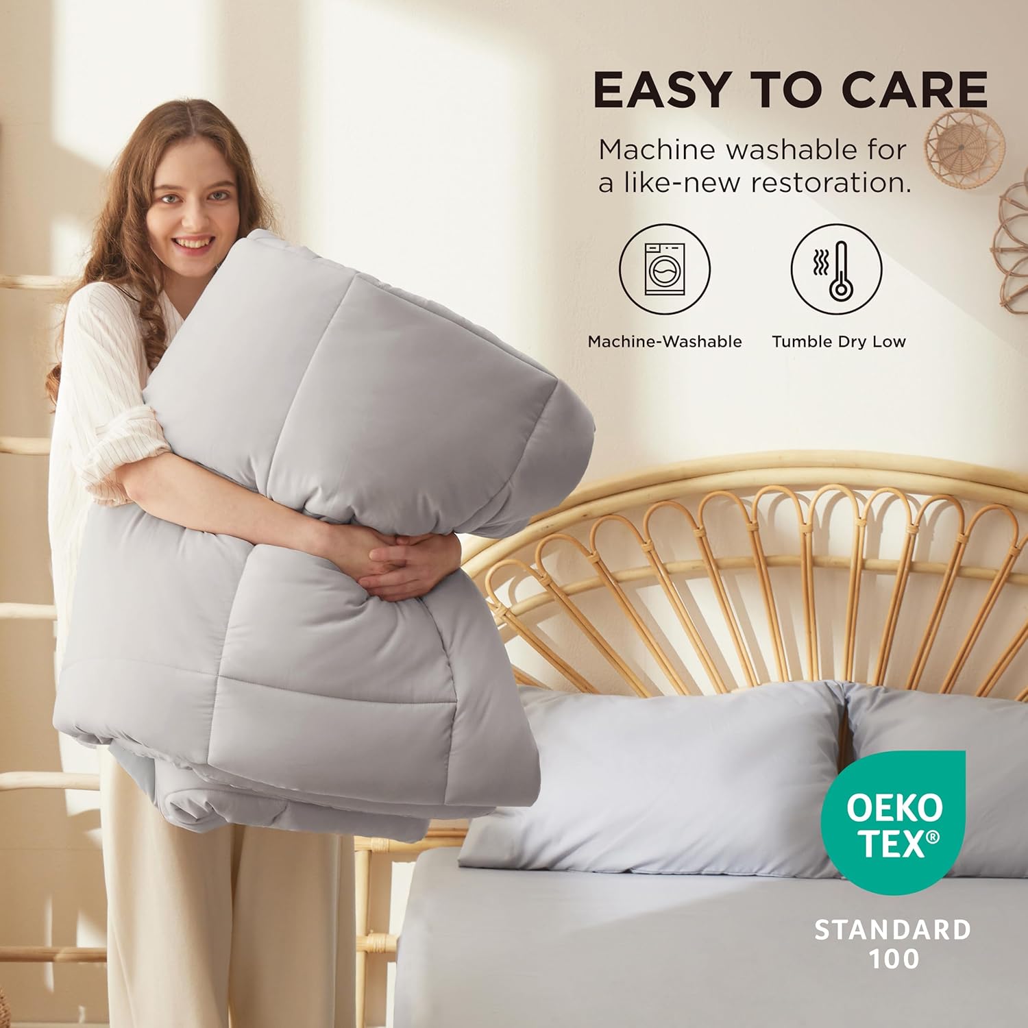 Bedsure Relleno de edredón  Edredones acolchados de gran tamaño King, edredón para todas las estaciones, ropa de cama alternativa de plumón