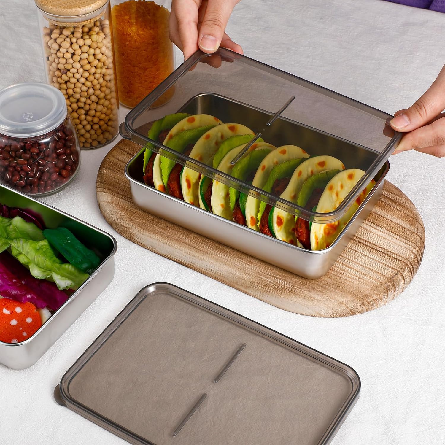 Contenedor de queso para nevera, recipientes de almacenamiento de carne de delicatessen con tapas, recipiente de tocino para refrigerador,