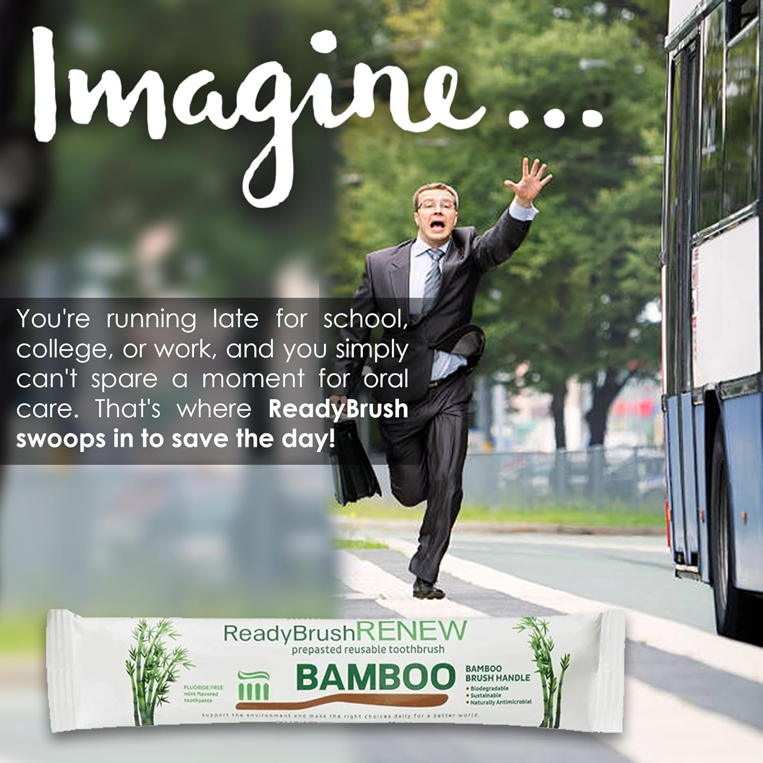 ReadyBrush – Cepillos de dientes de bambú reutilizables prepegados, solución de cuidado bucal todo en uno para una sonrisa fresca y saludable,