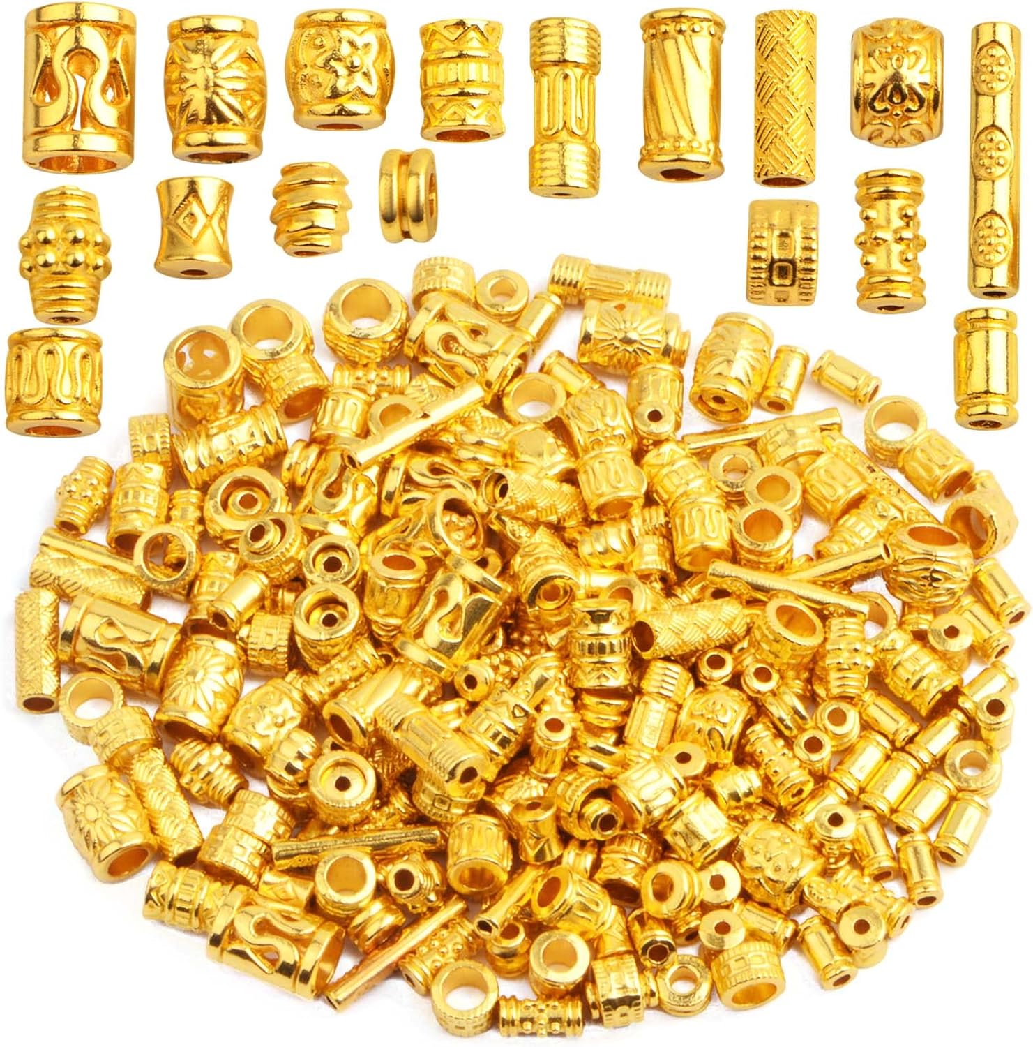 Cuentas espaciadoras de columna de 3.53 oz de estilos variados, tubo de barril de aleación, cuentas espaciadoras sueltas, accesorios para