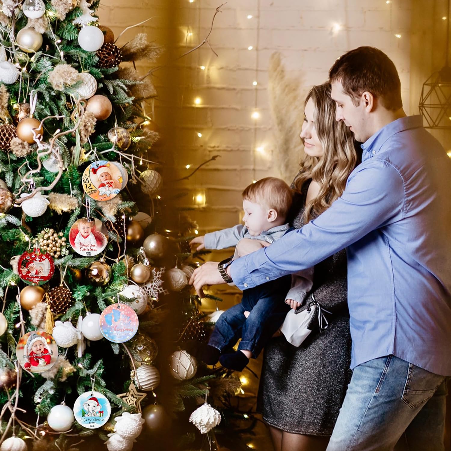 Adornos de Navidad personalizados 2023, adornos de Navidad personalizados con foto y texto, adorno para colgar en el árbol de Navidad, regalos para