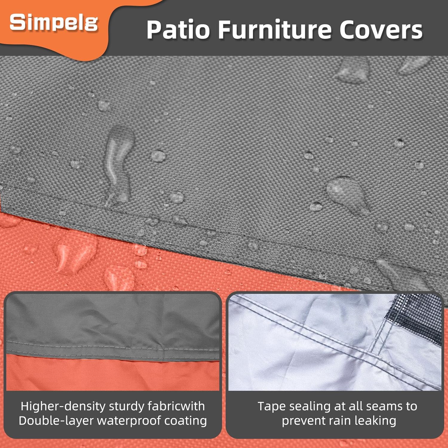 Simpelg Fundas redondas para muebles de patio, impermeables, resistentes al desgarro, para mesa y sillas redondas, antidecoloración, antidesgarros,