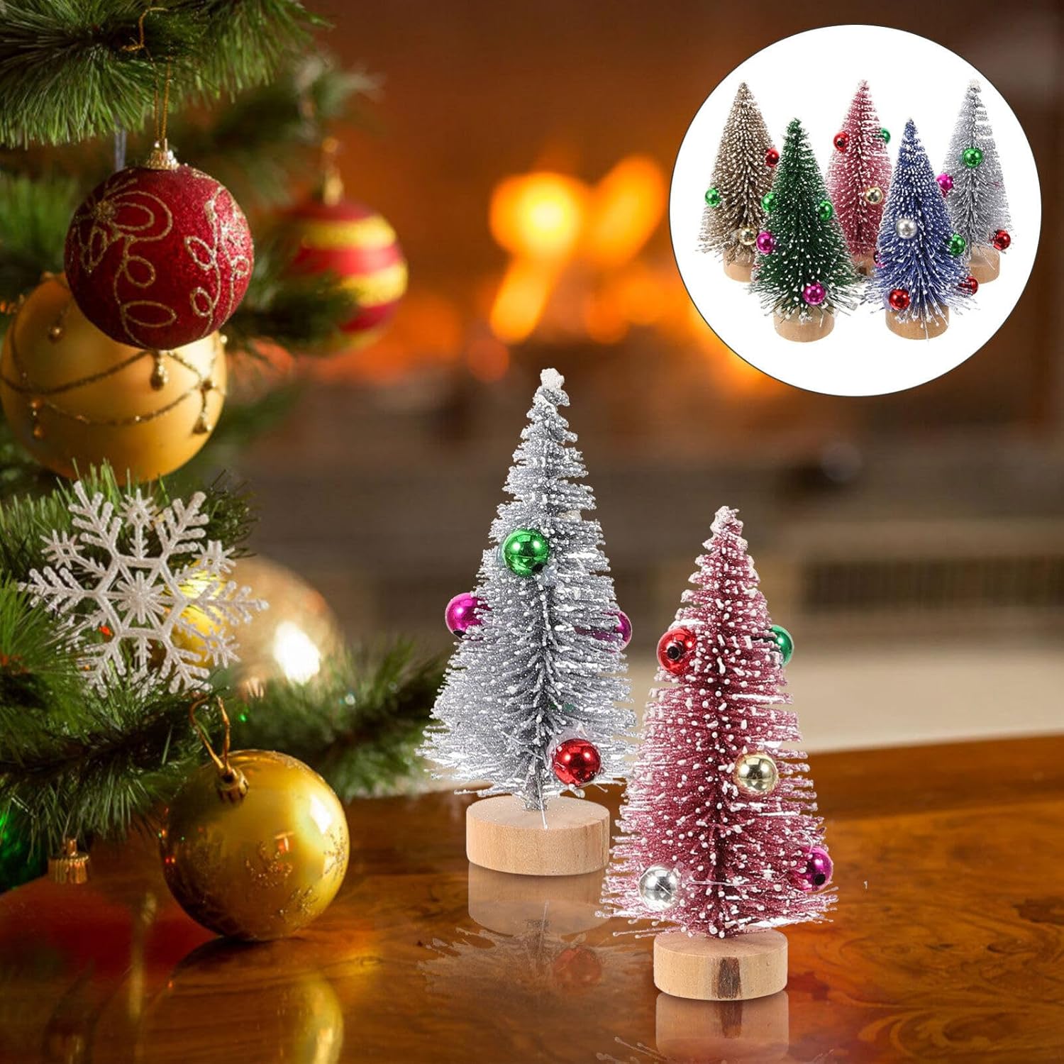 EXCEART 12 piezas de decoración del hogar árboles de Navidad en miniatura, suministros de Navidad, mini árbol de fiesta, decoración de escena,