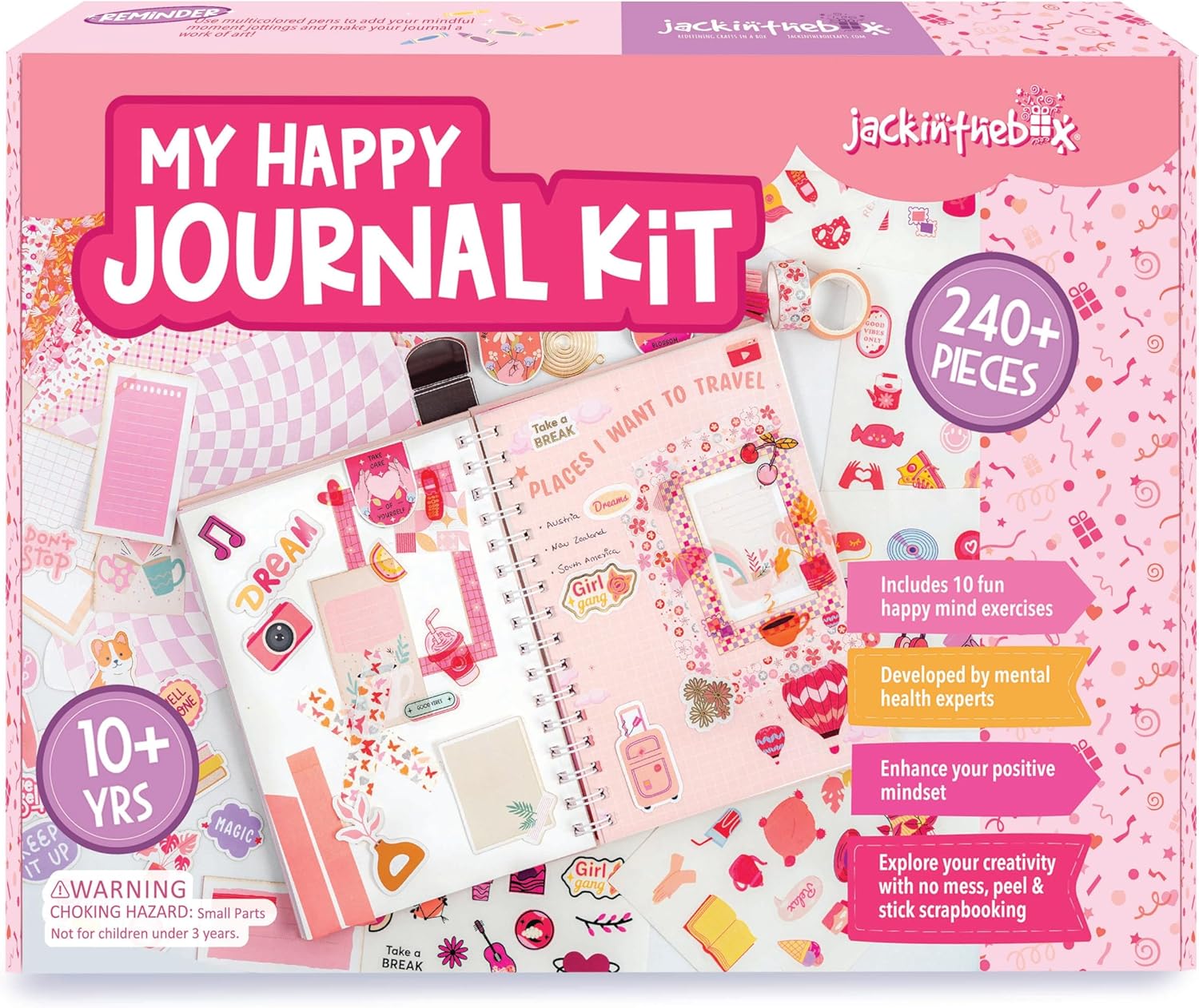jackinthebox Diario de bricolaje para niñas de 8 a 12 años  242 piezas  Kit de álbum de recortes  Regalos para niñas adolescentes  Kit de diario