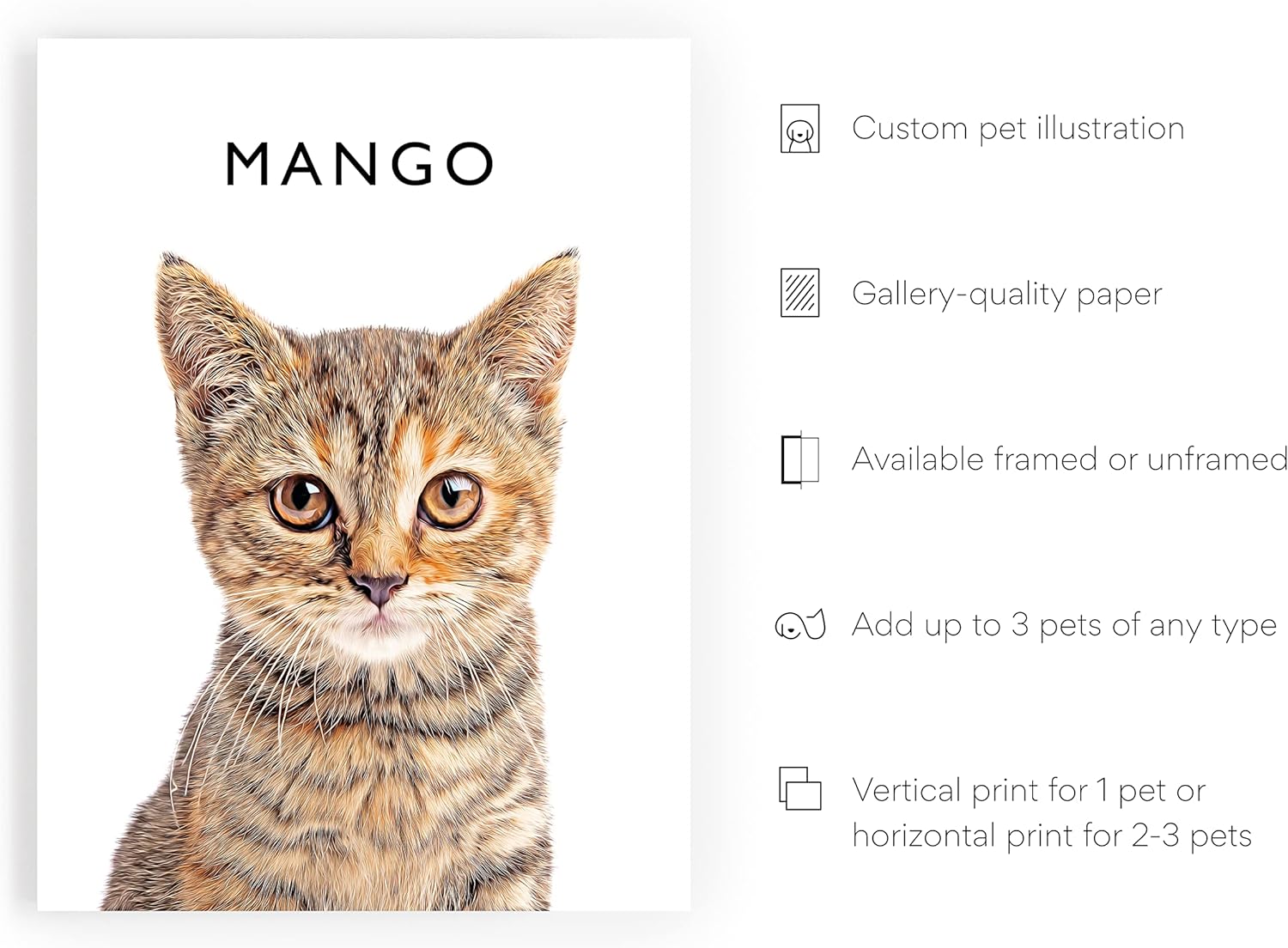 Crea tu propio arte de pared enmarcado para retrato de mascotas, arte de pared de perro y arte de gato, póster personalizado para decoración de