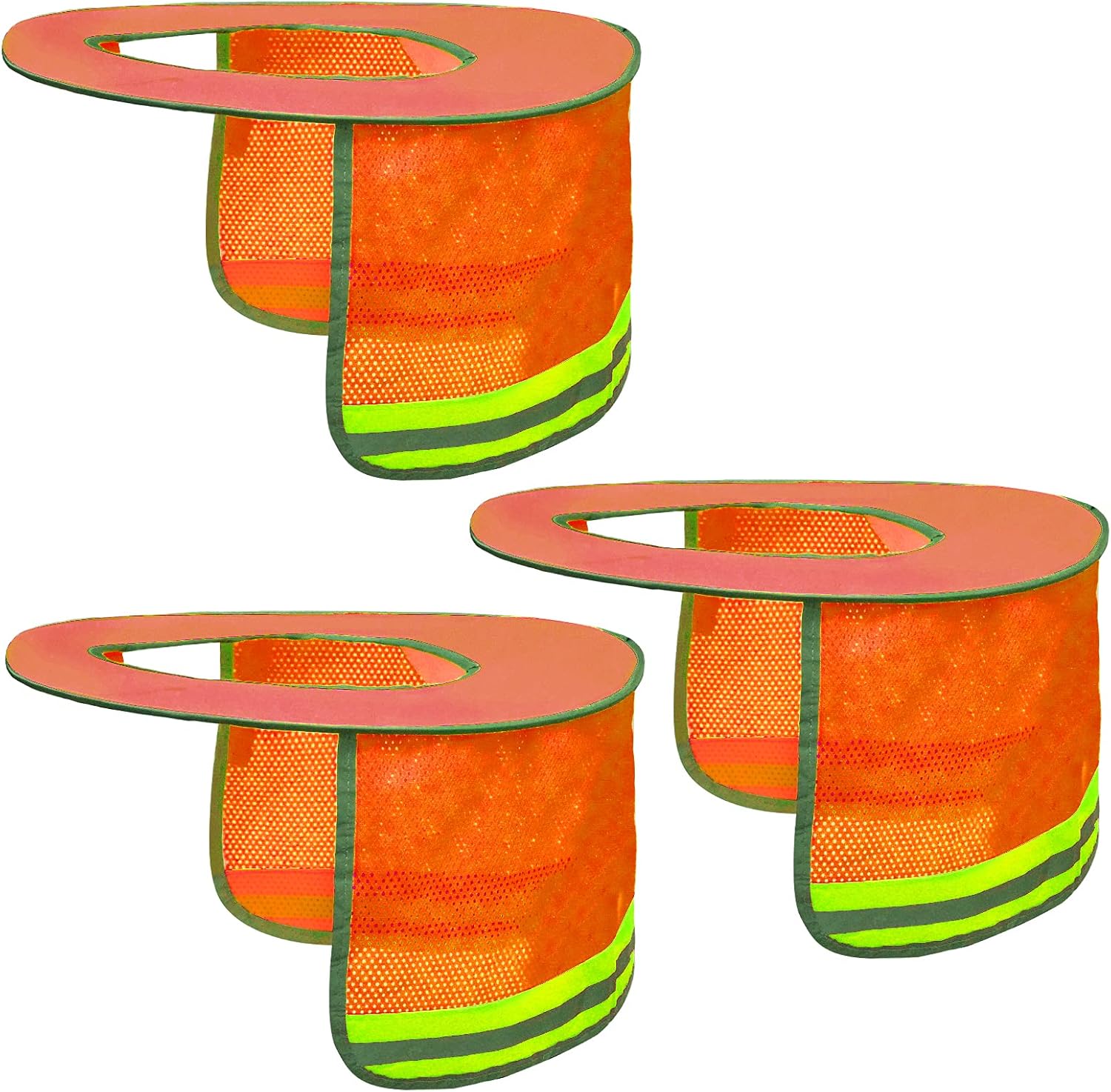 Paquete de 3 sombreros de malla de ala completa, parasol de cuello de alta visibilidad con rayas reflectantes para cascos