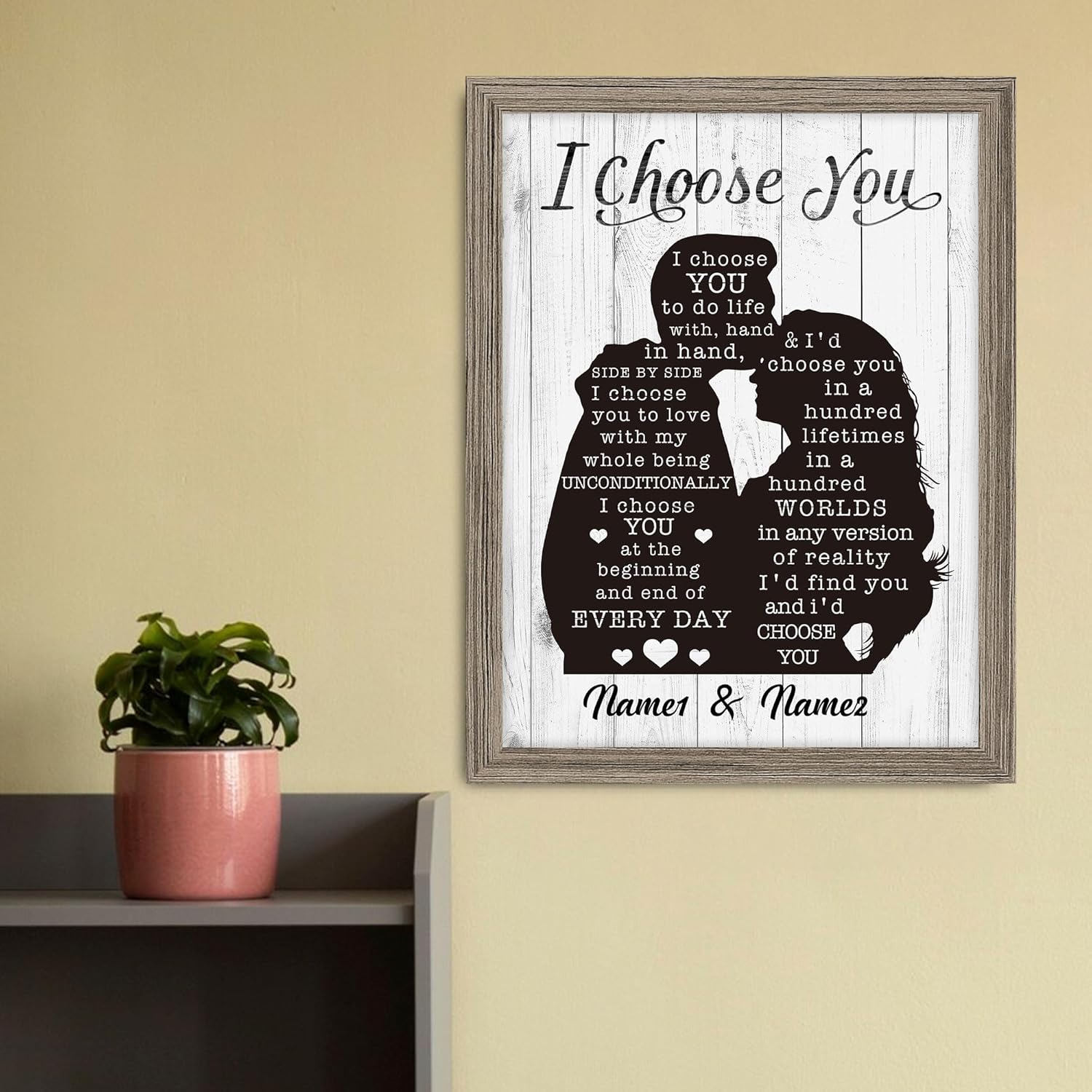 Arte de pared con texto en inglés “I Choose You”, regalos personalizados para novio, novia, marido, esposa, rompecabezas con nombre, impresión en