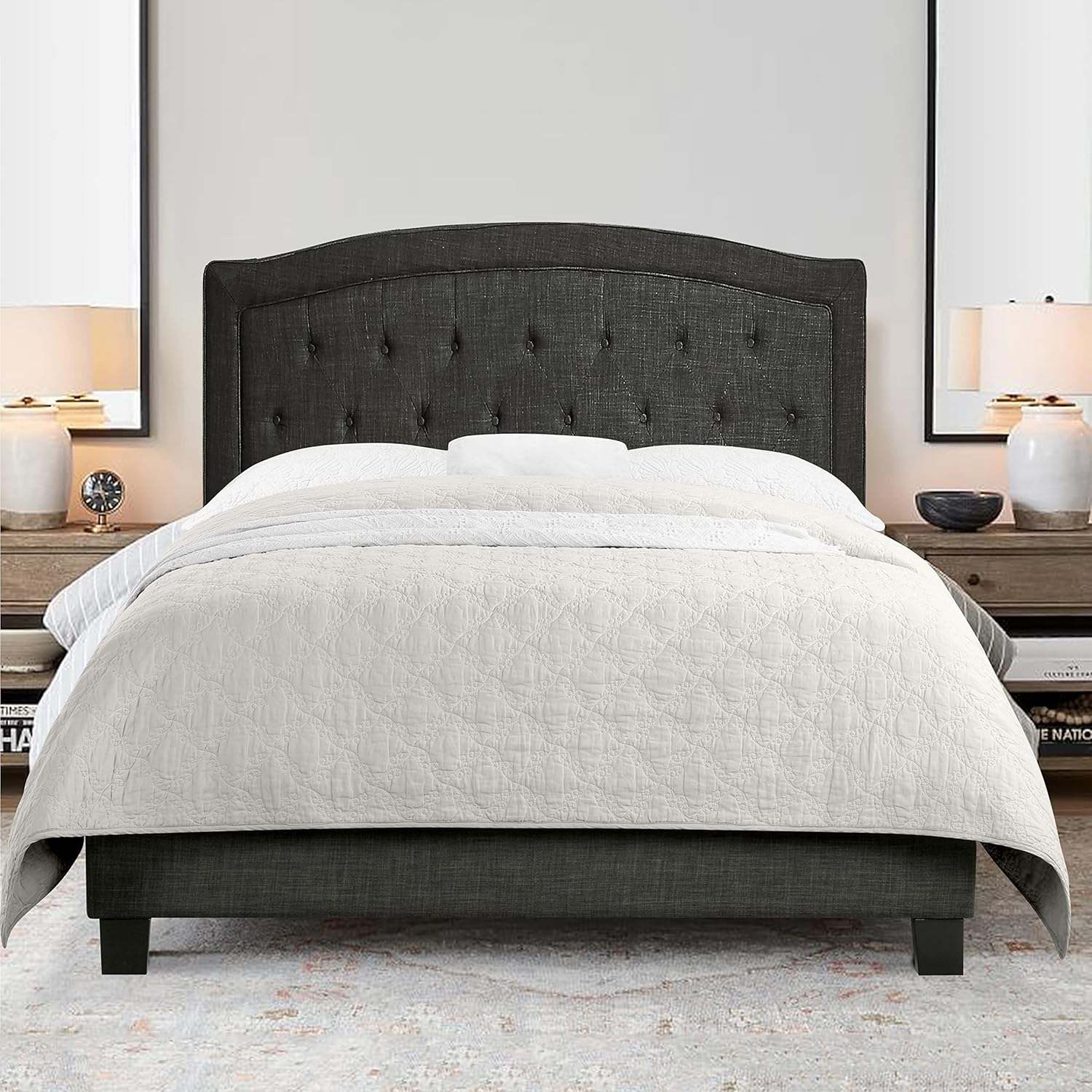 Rosevera Gabriel – Cama con plataforma, matrimonial, color carbón