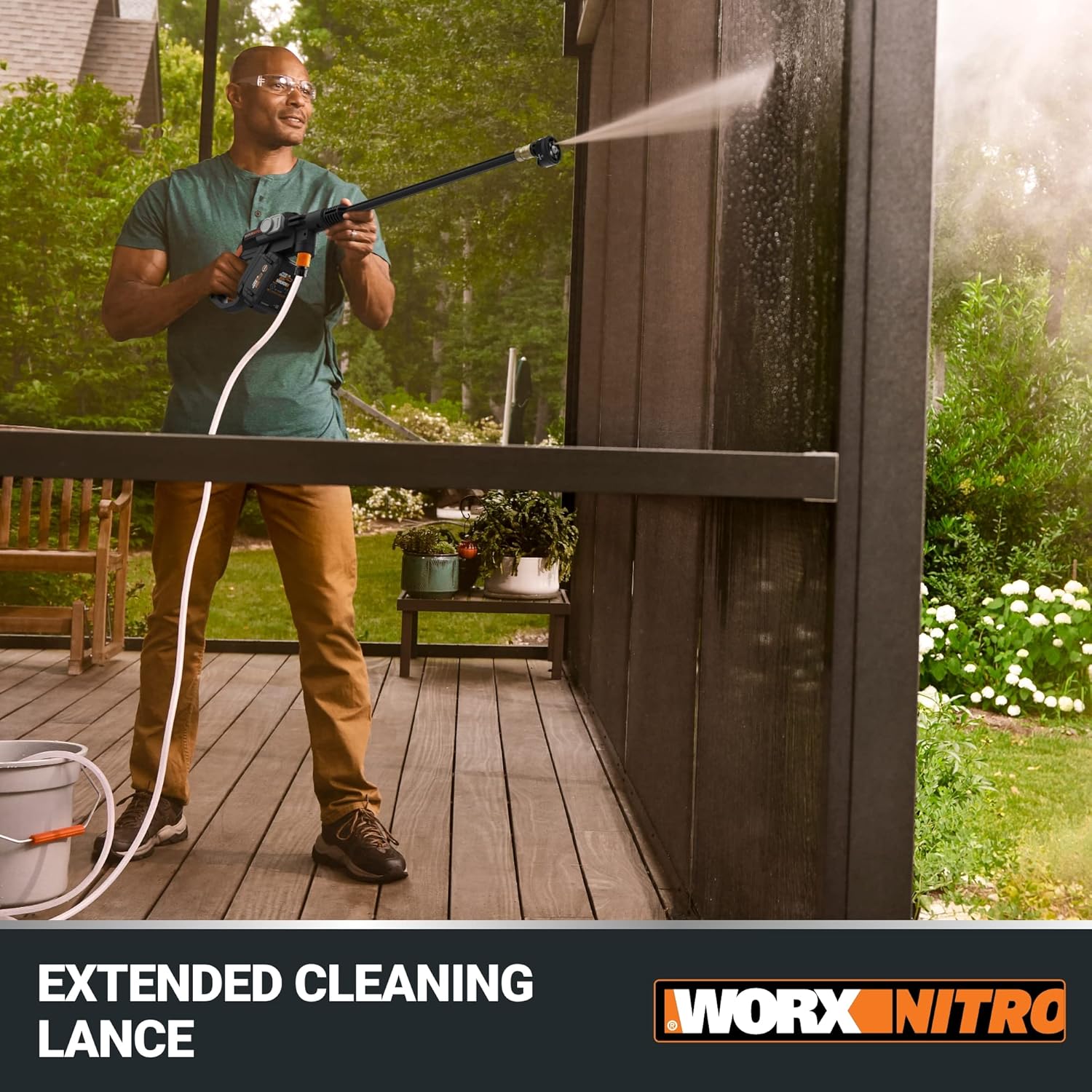 Worx Nitro Hydroshot – Lavadora a presión eléctrica de 20 V 710 PSI con motor sin escobillas inalámbrica, ligera, 5 en 1, limpiador de energía
