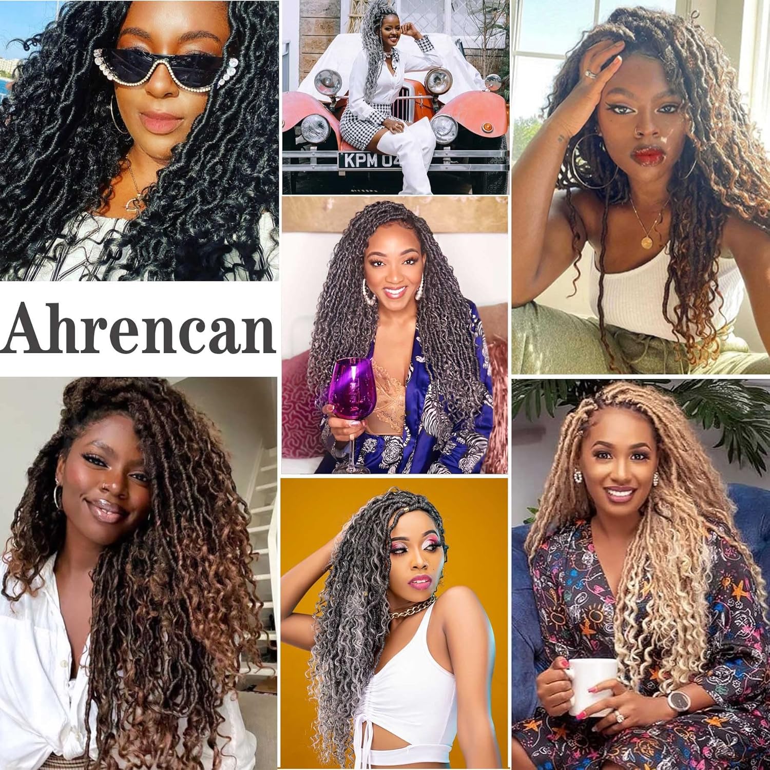 Copper Goddess – Rastas sintéticas de ganchillo con extremos rizados, 7 paquetes de cabello bohemio de ganchillo de 14 pulgadas, cabello de