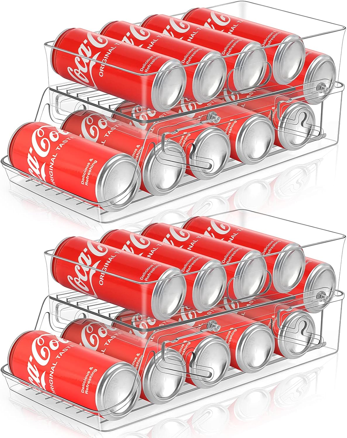 Organizador plegable de latas de soda para refrigerador, dispensador de latas de bebidas para refrigerador, contenedor de plástico transparente para