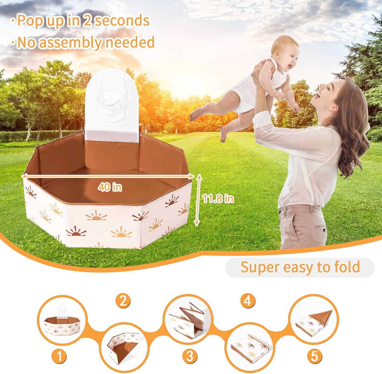 GOGOSO Piscina de bolas octogonal grande, grande y portátil para niños, mascotas y más, diseño seguro y plegable, perfecto para niños pequeños