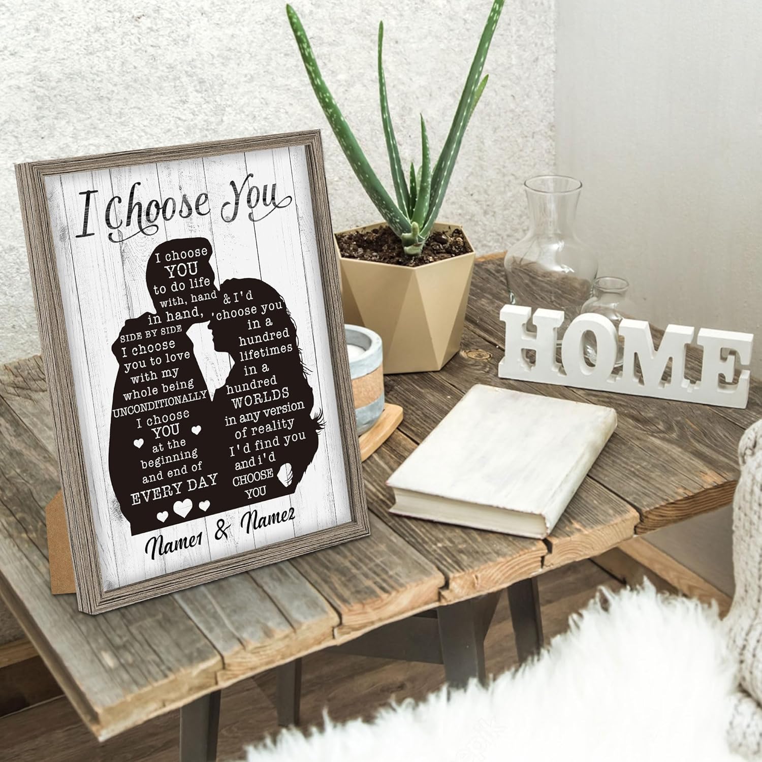 Arte de pared con texto en inglés “I Choose You”, regalos personalizados para novio, novia, marido, esposa, rompecabezas con nombre, impresión en