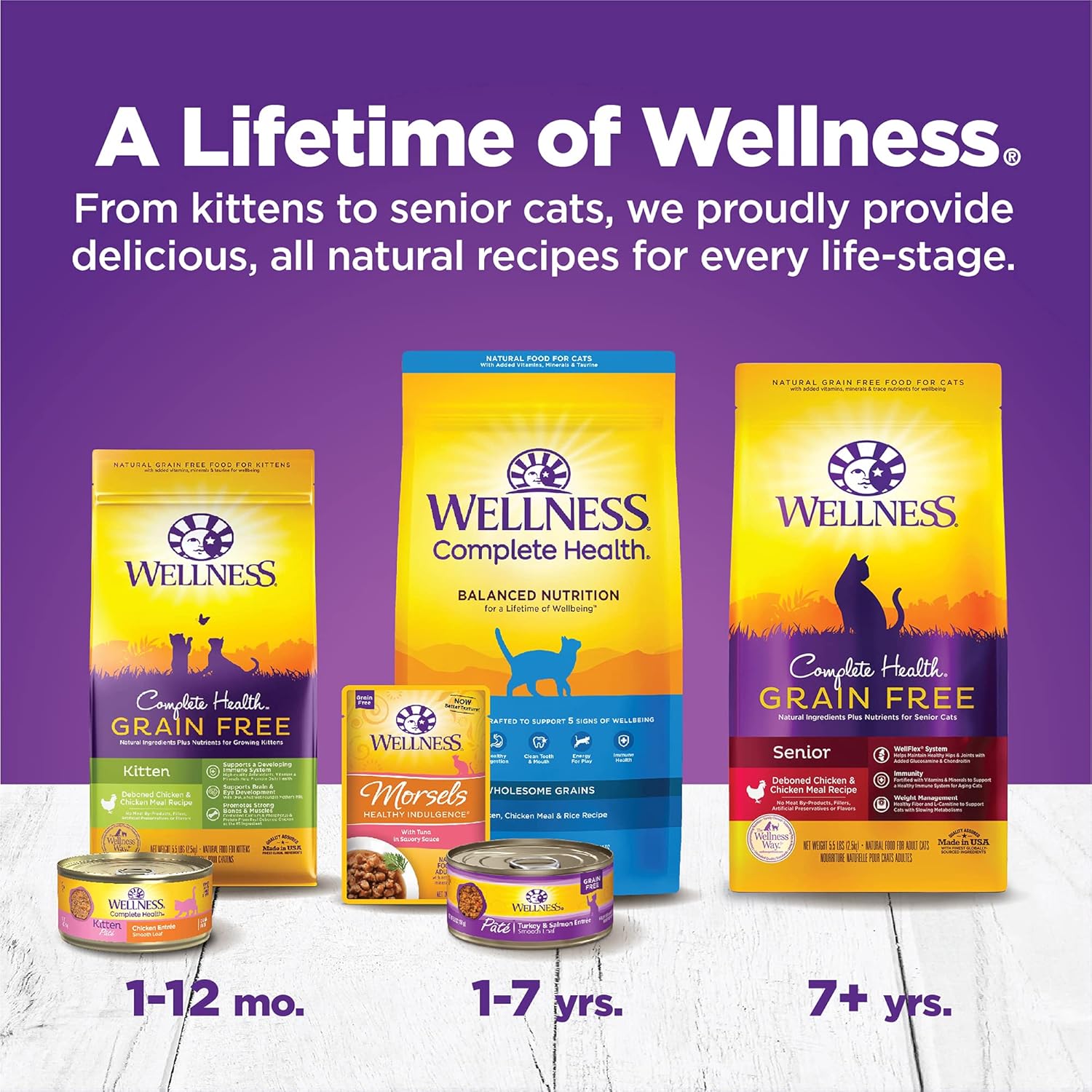 Wellness Complete Health Alimento enlatado húmedo para gatos, sin granos, ingredientes naturales, hecho con carne real, para todas las razas, paté